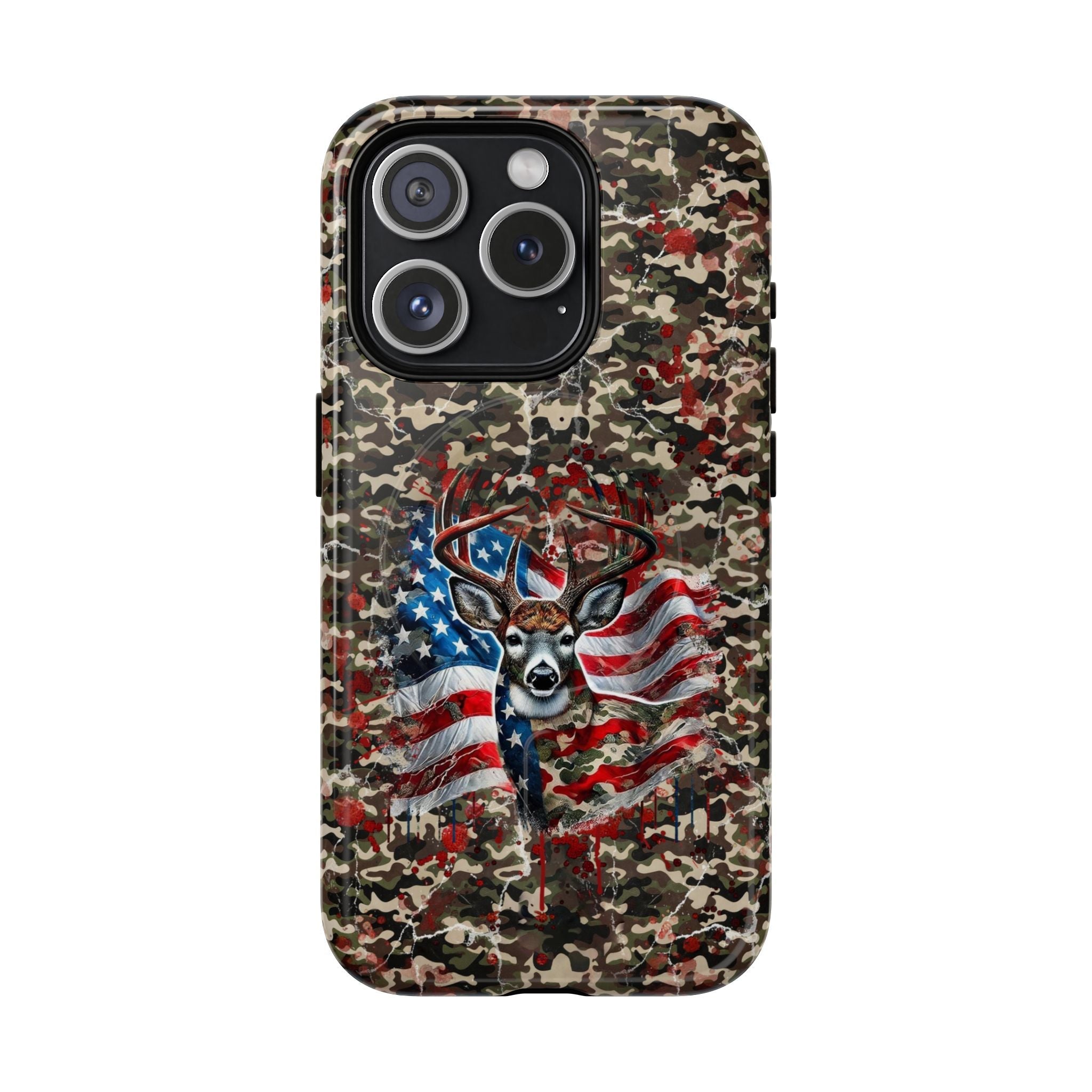 STARS AND STRIPES DEER HUNTING MAGNETIC PHONE CASE - TLHG1905264