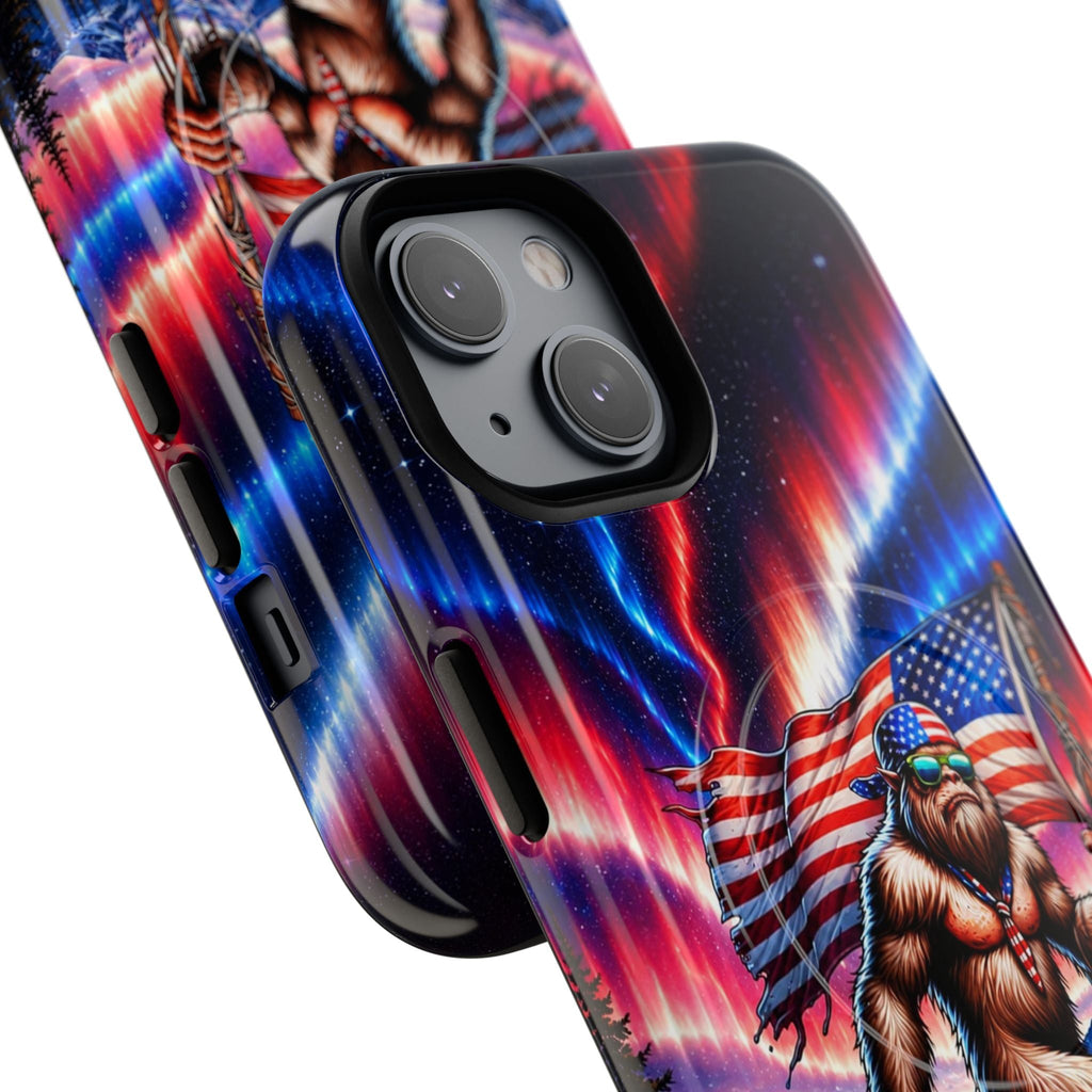 BIGFOOT UNDER RED WHITE & BLUE AURORA MAGNETIC PHONE CASE   - TLHN0306264
