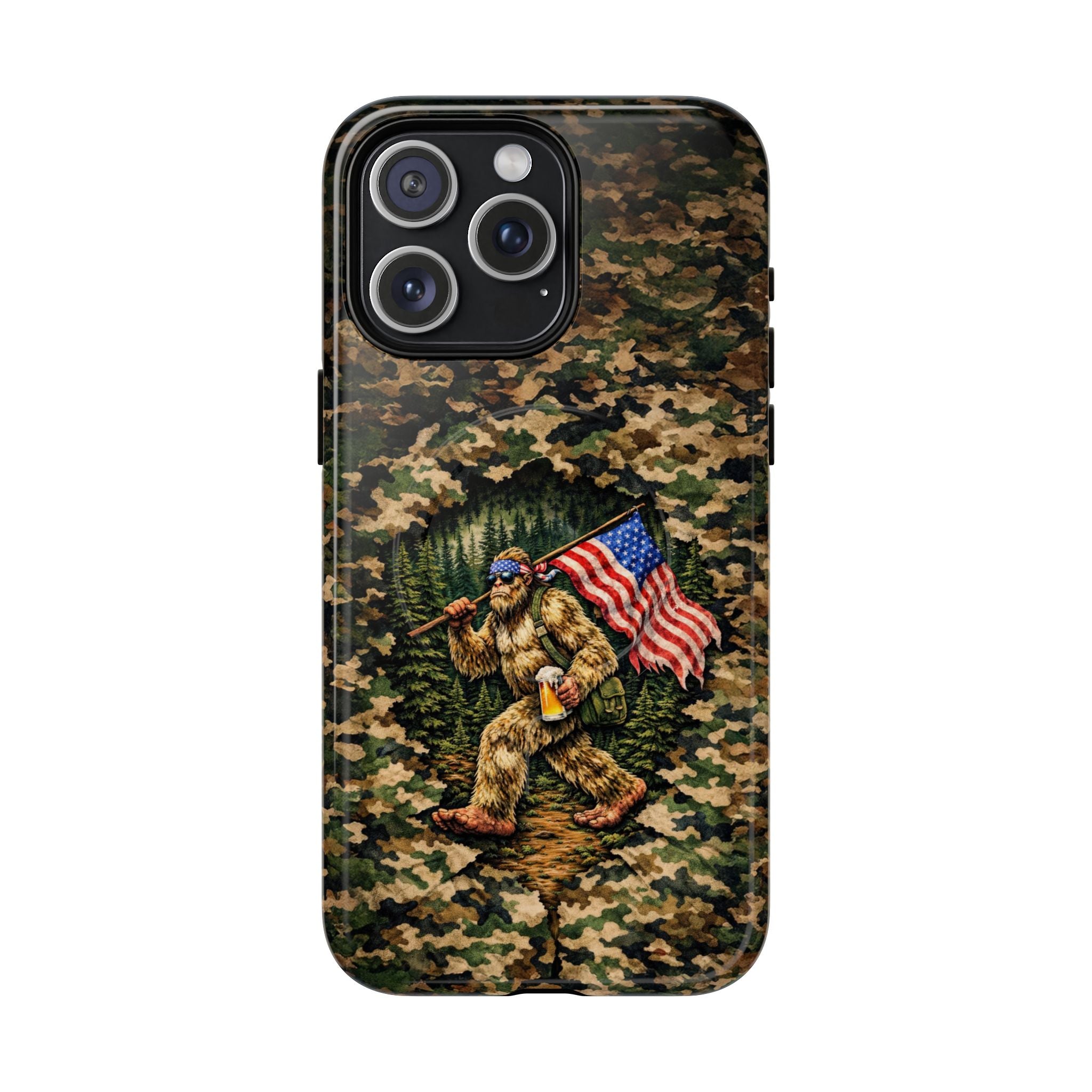 BIGFOOT WITH FLAG CAMOUFLAGE MAGNETIC PHONE CASE - TLNT2004261