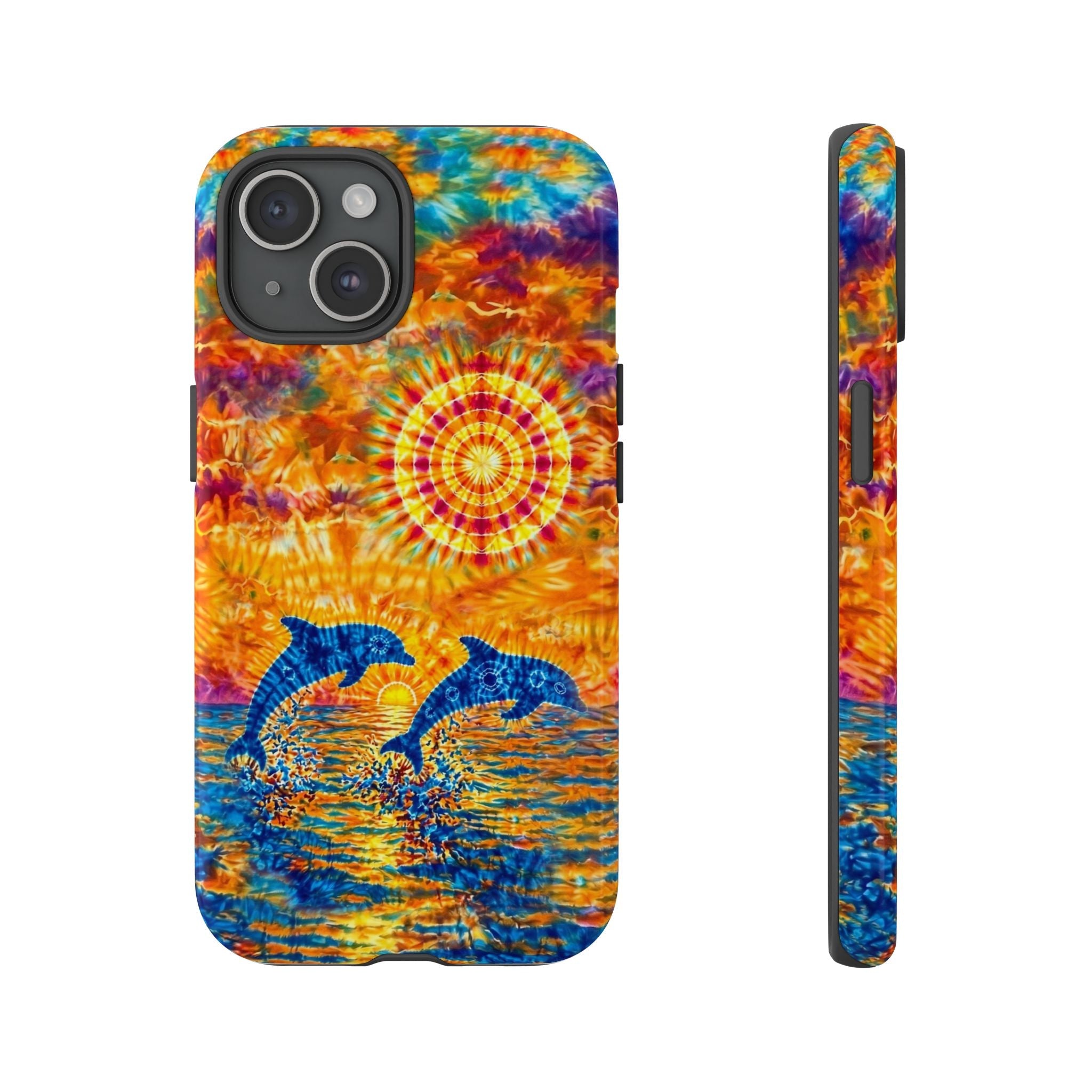 TWO DOLPHINS SUNSET WATERCOLOR PATTERN  PHONE CASE   - TLHN1205264