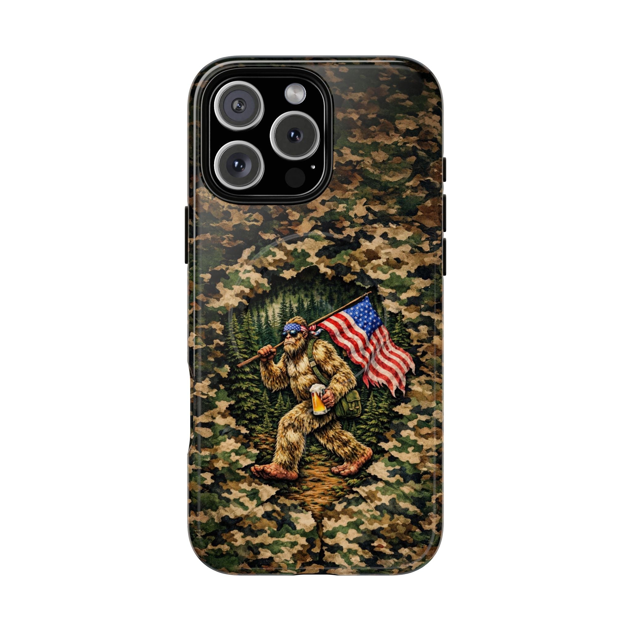 BIGFOOT WITH FLAG CAMOUFLAGE MAGNETIC PHONE CASE - TLNT2004261