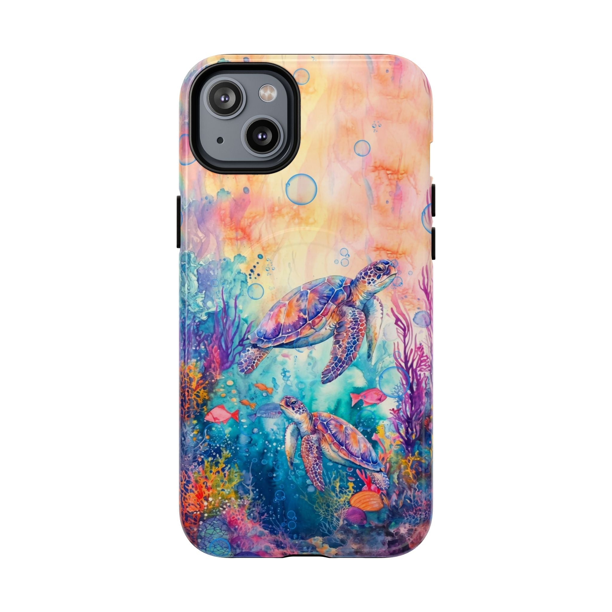 TWO SEA TURTLES UNDERSEA MAGNETIC PHONE CASE  - TLHN1805264