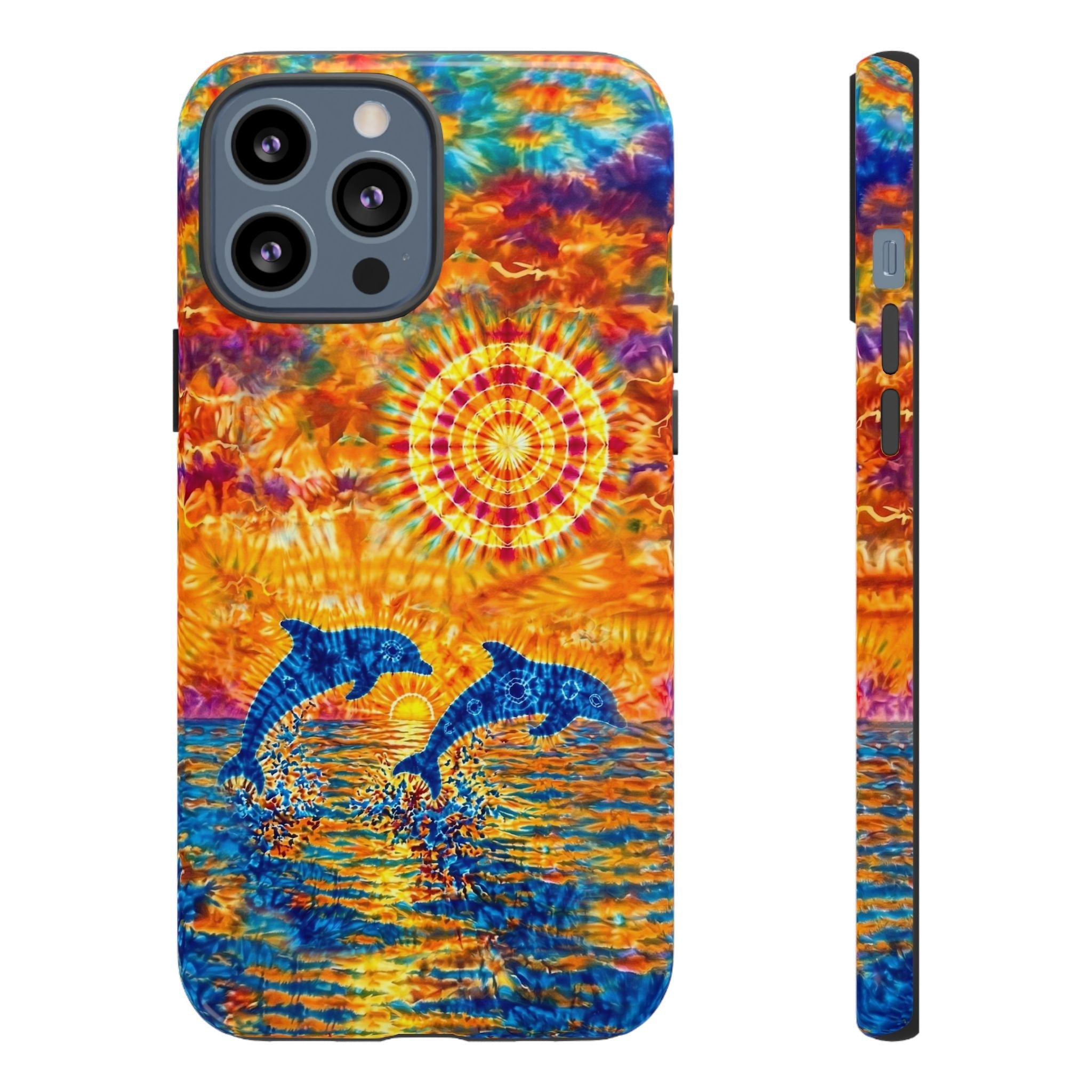 TWO DOLPHINS SUNSET WATERCOLOR PATTERN  PHONE CASE   - TLHN1205264