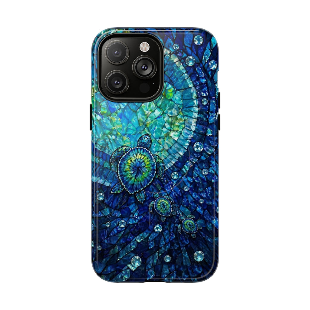 SEA TURTLE BLUE OCEAN STAINED GLASS PATTERN MAGNETIC PHONE CASE  - TLNO2904265