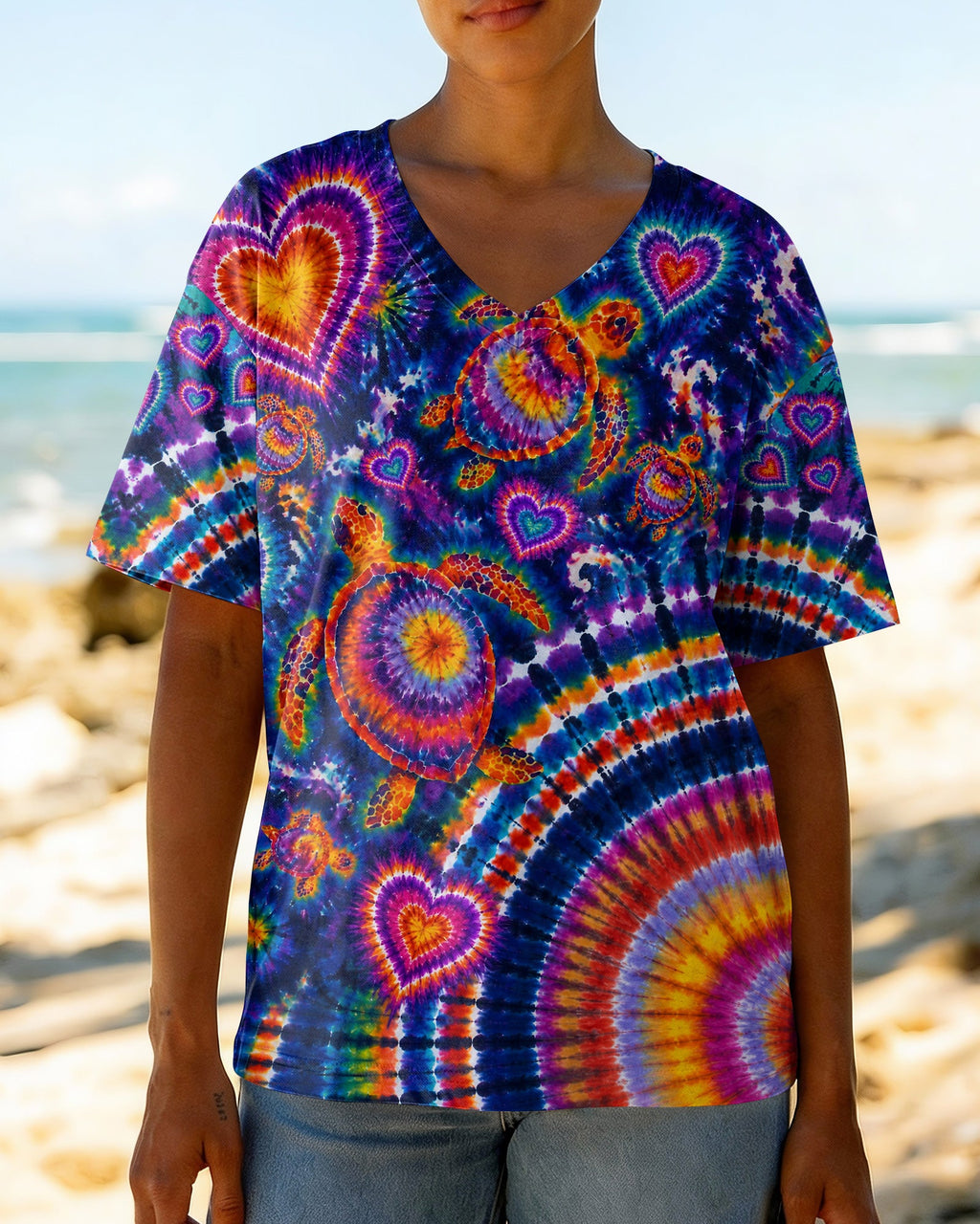 RADIANT SEA TURTLE HEARTS COLORFUL ALL OVER PRINT- KMTM0107261