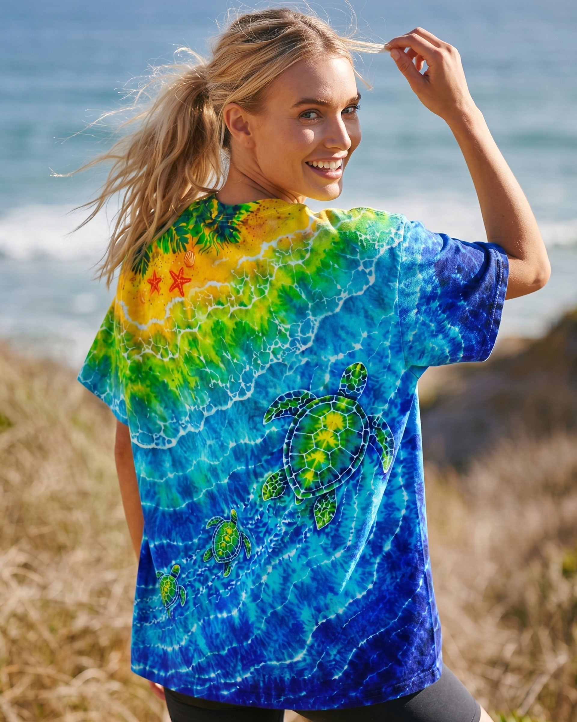 SEA TURTLES TROPICAL BEACH BURST ALL OVER PRINT  - TLTW2206262