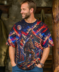 BIGFOOT IN THE FOREST  RED WHITE AND BLUE ALL OVER PRINT   - TLHN1905262