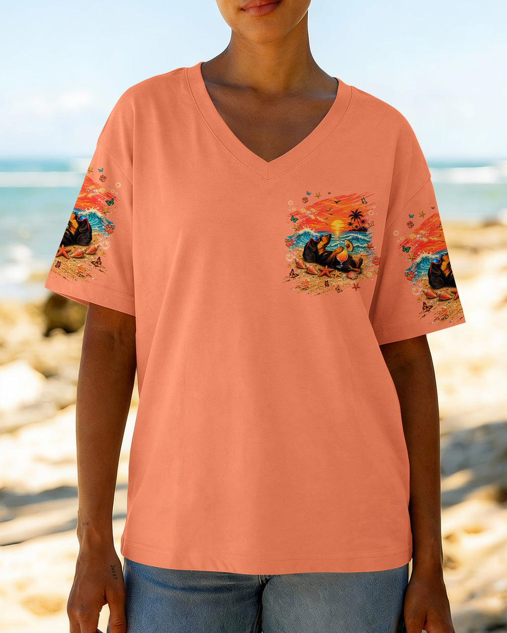 SANDY PAWS AND SALTY KISSES DACHSHUND DOG  ALL OVER PRINT  - TLNT0605263