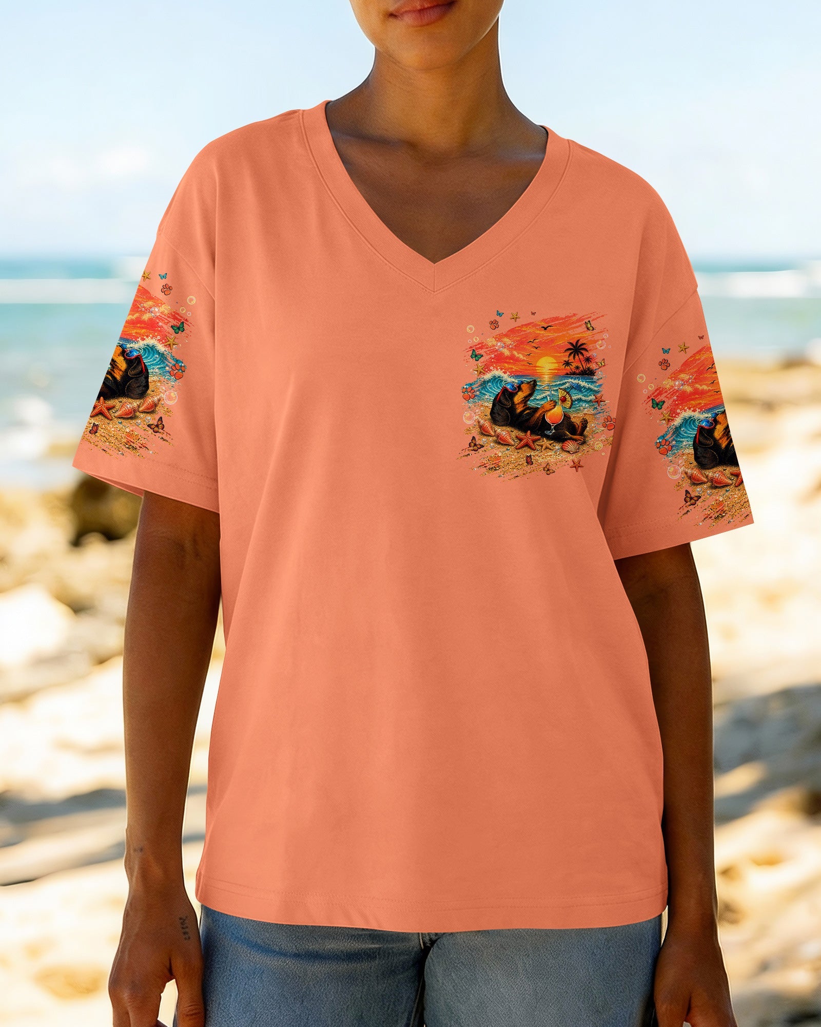 SANDY PAWS AND SALTY KISSES DACHSHUND DOG  ALL OVER PRINT  - TLNT0605263