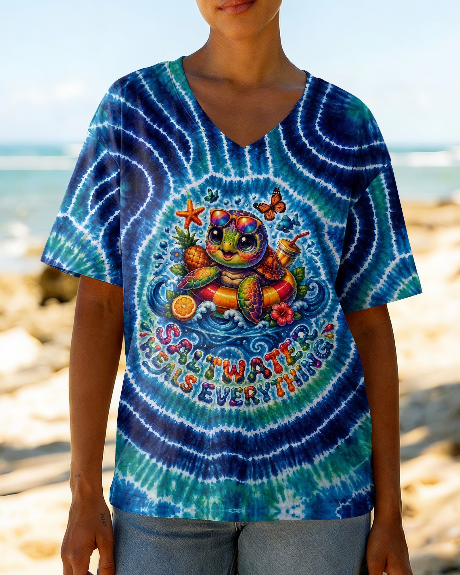 SALTWATER HEALS EVERYTHING TURTLE SWIRL ALL OVER PRINT - KMTM0605261