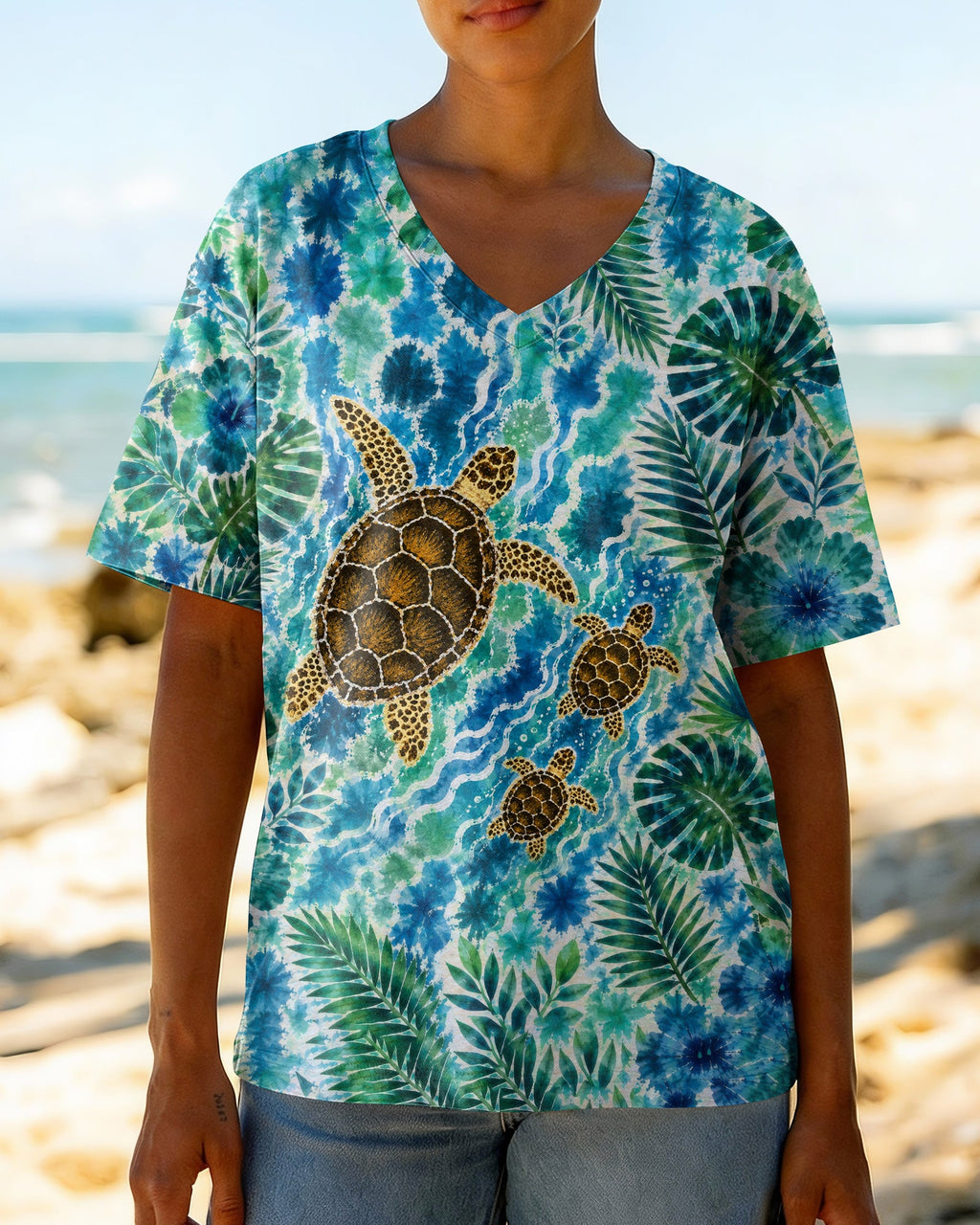 TROPICAL TURTLES VIBRANT OCEAN ALL OVER PRINT  - TLTW2406261