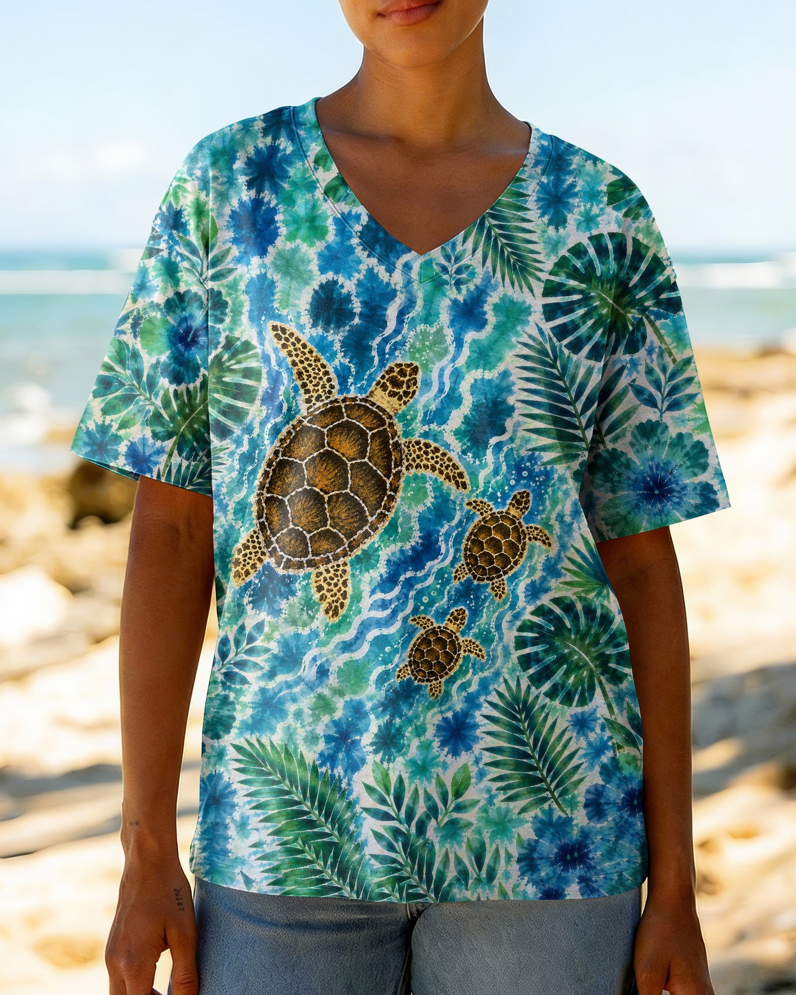 TROPICAL TURTLES VIBRANT OCEAN ALL OVER PRINT  - TLTW2406261