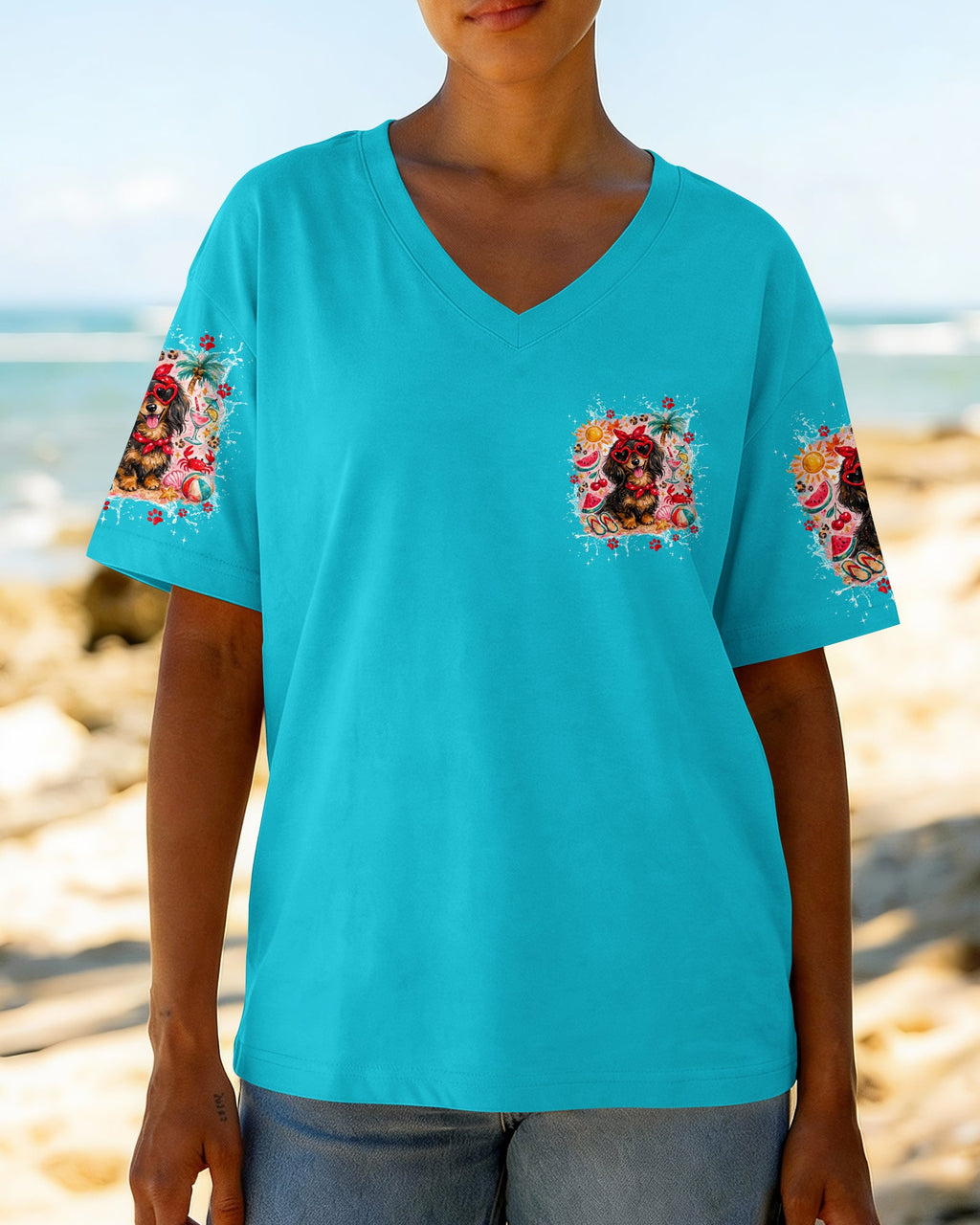 SANDY PAWS AND SALTY KISSES DACHSHUND ALL OVER PRINT - TYPQ2505262