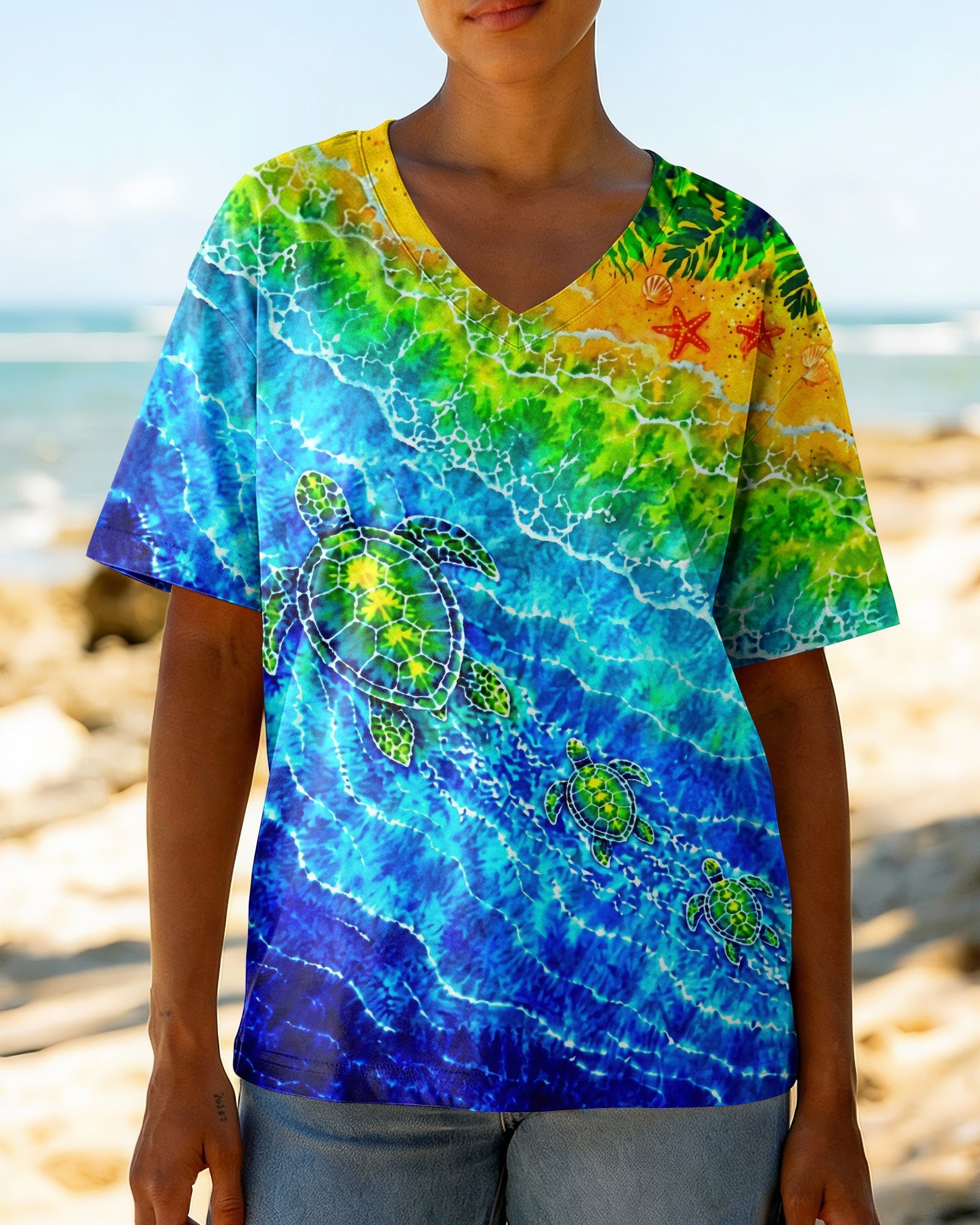 SEA TURTLES TROPICAL BEACH BURST ALL OVER PRINT  - TLTW2206262