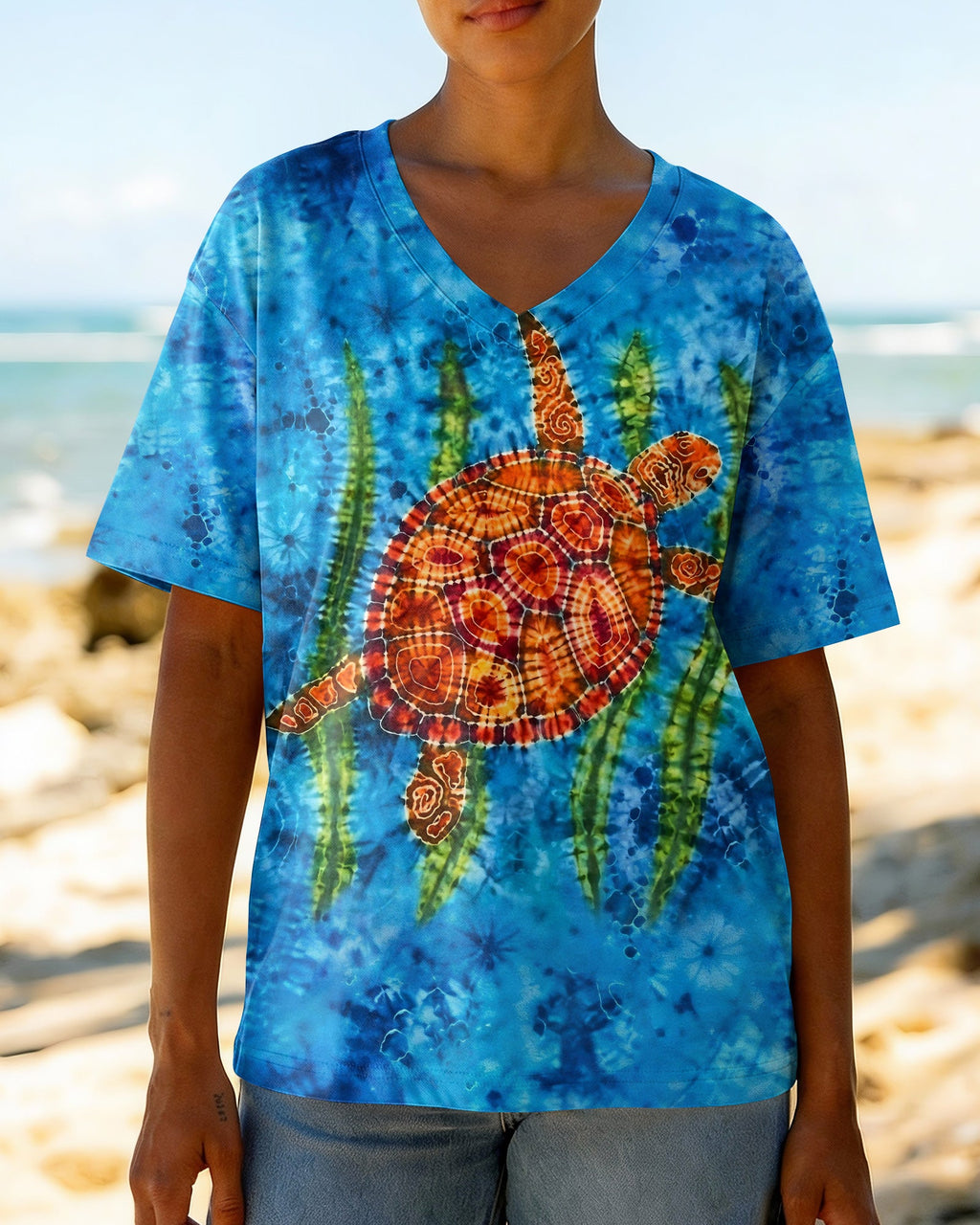 SEA TURTLE AND SEAWEED ALL OVER PRINT  - TLHG1604262