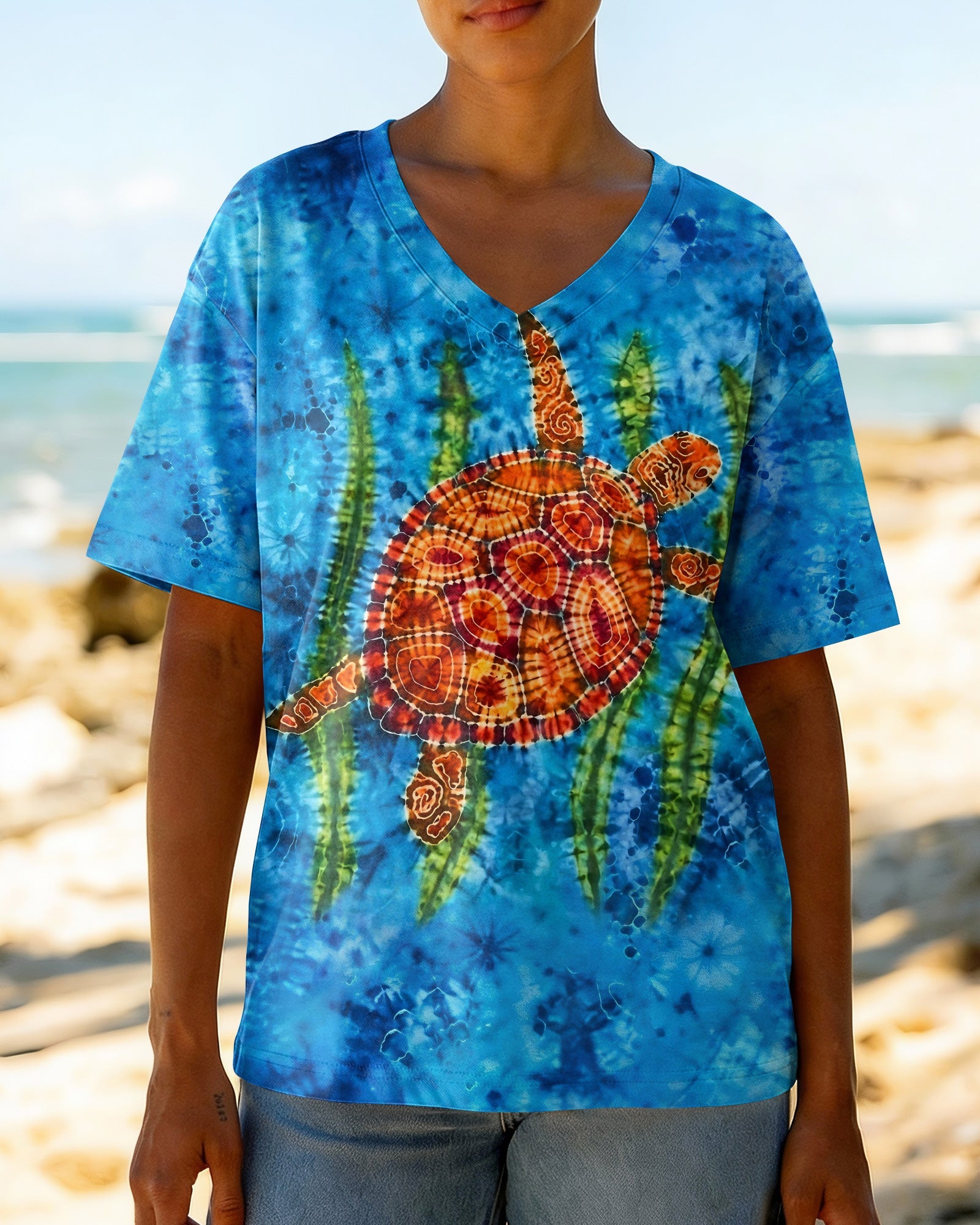 SEA TURTLE AND SEAWEED ALL OVER PRINT  - TLHG1604262