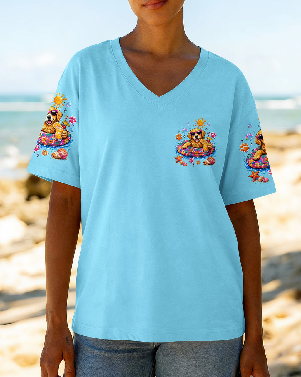 I WAS MADE FOR SUNNY DAYS GOLDEN RETRIEVER DOG ALL OVER PRINT   - TLTW0906261