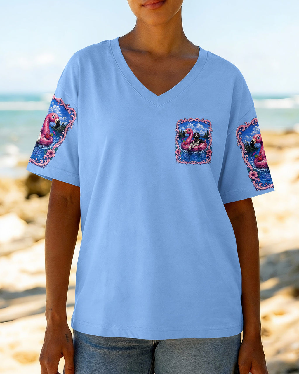 FLAMINGO FLOAT LAKE GREAT DANE DOG SUMMER ALL OVER PRINT – RI2205261