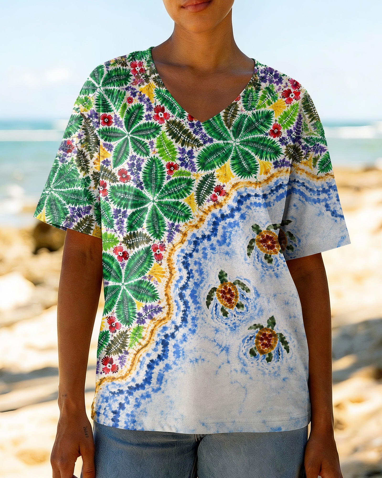 TROPICAL BEACH SAND TURTLES ALL OVER PRINT  - TLNT2506262