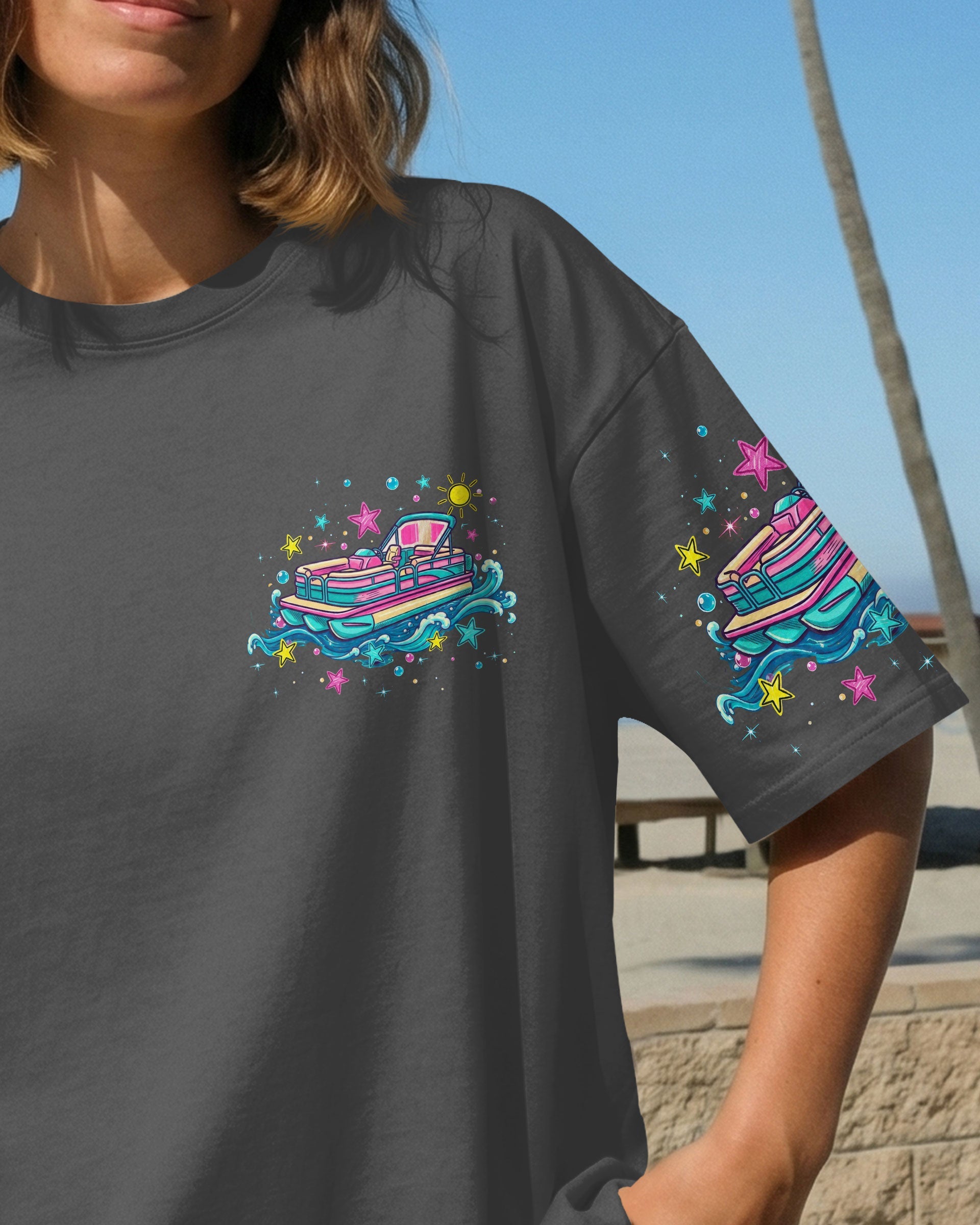 LIVING ON LAKE TIME PONTOON BOAT ALL OVER PRINT - TLTW1105261