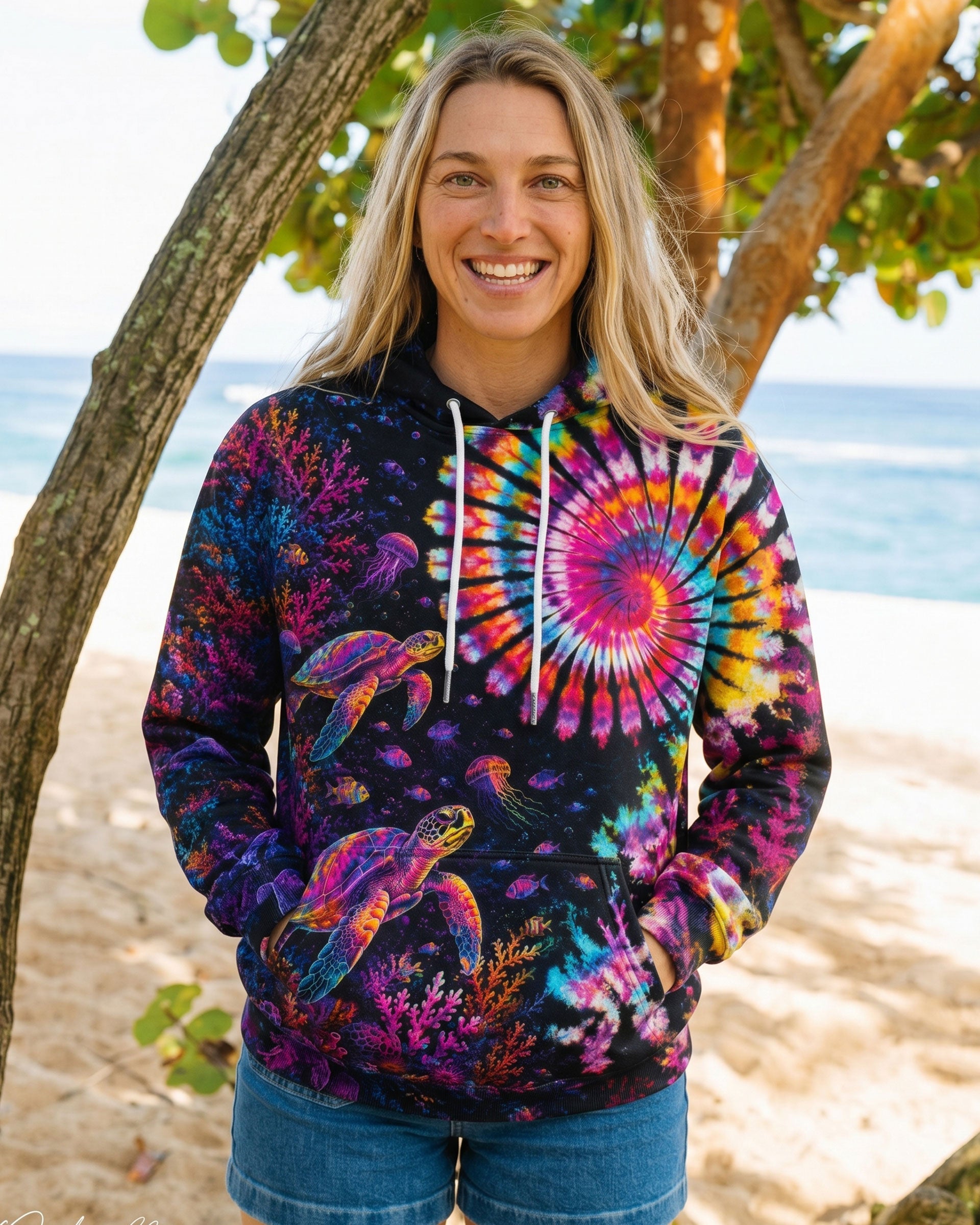 NEON OCEAN WONDERLAND TURTLE ALL OVER PRINT - TLTW0406263