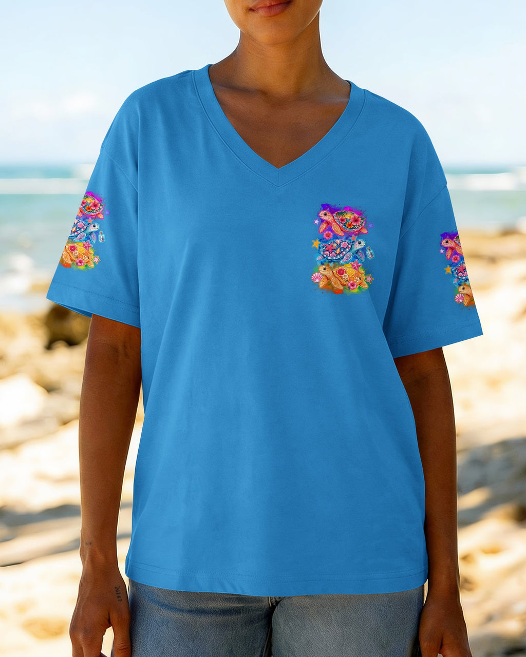 SMELL THE SEA FEEL THE BREEZE TURTLE ALL OVER PRINT - TYQY1505262