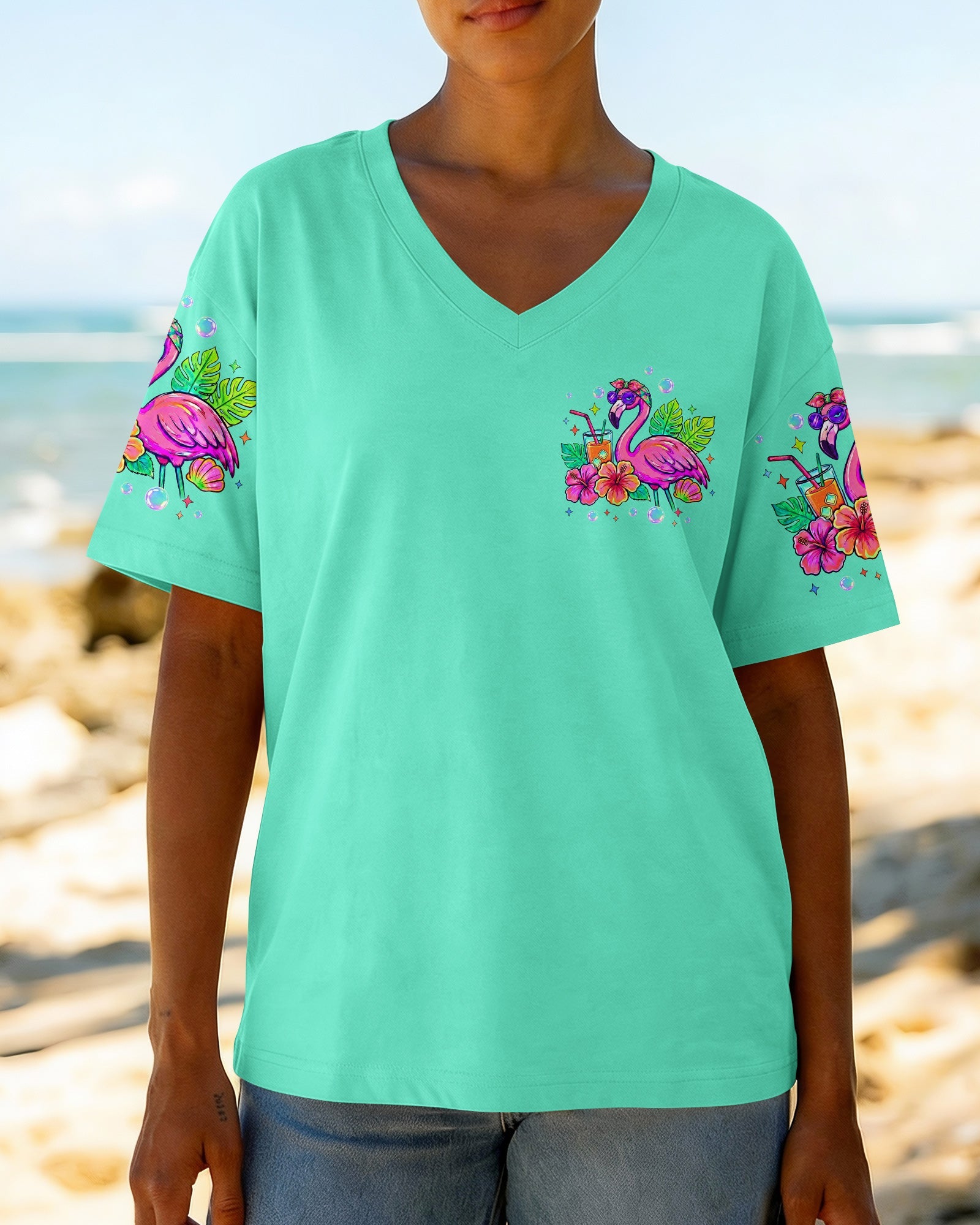 RESTING BEACH FACE FLAMINGO ALL OVER PRINT - TLTW1806264