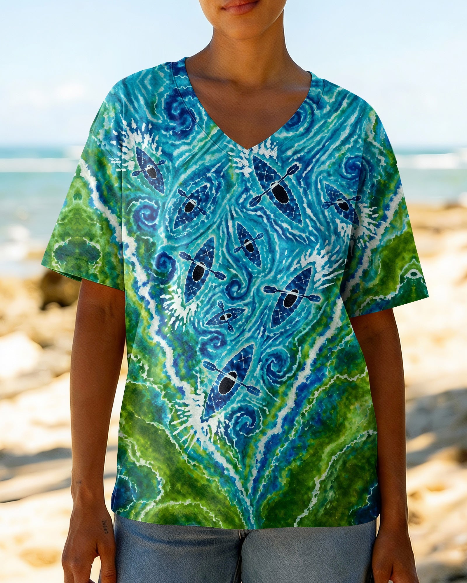 LAKESIDE KAYAK WATER SWIRL ALL OVER PRINT - KMTM1107261
