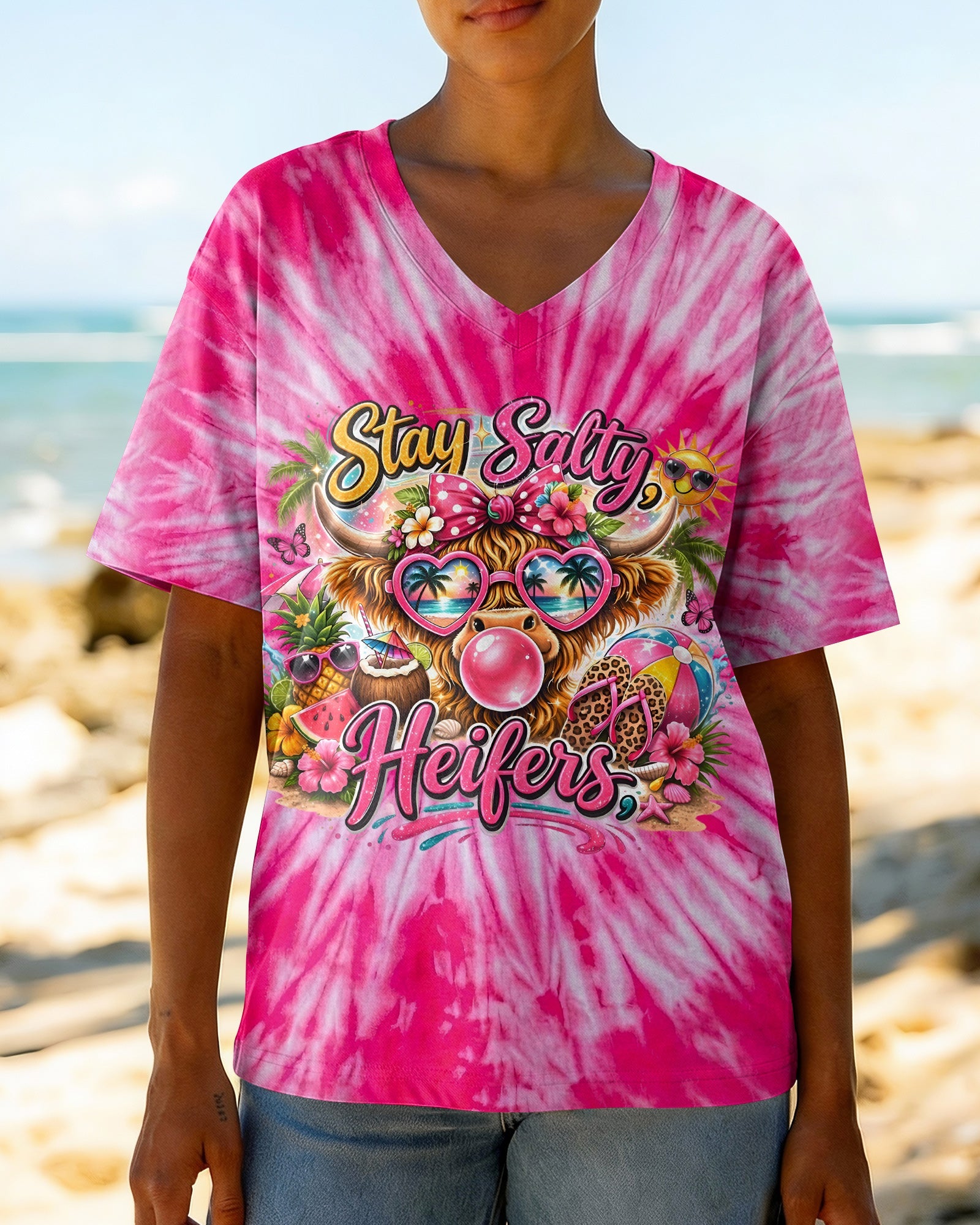 STAY SALTY HEIFERS PINK ALL OVER PRINT - TYLN2804261