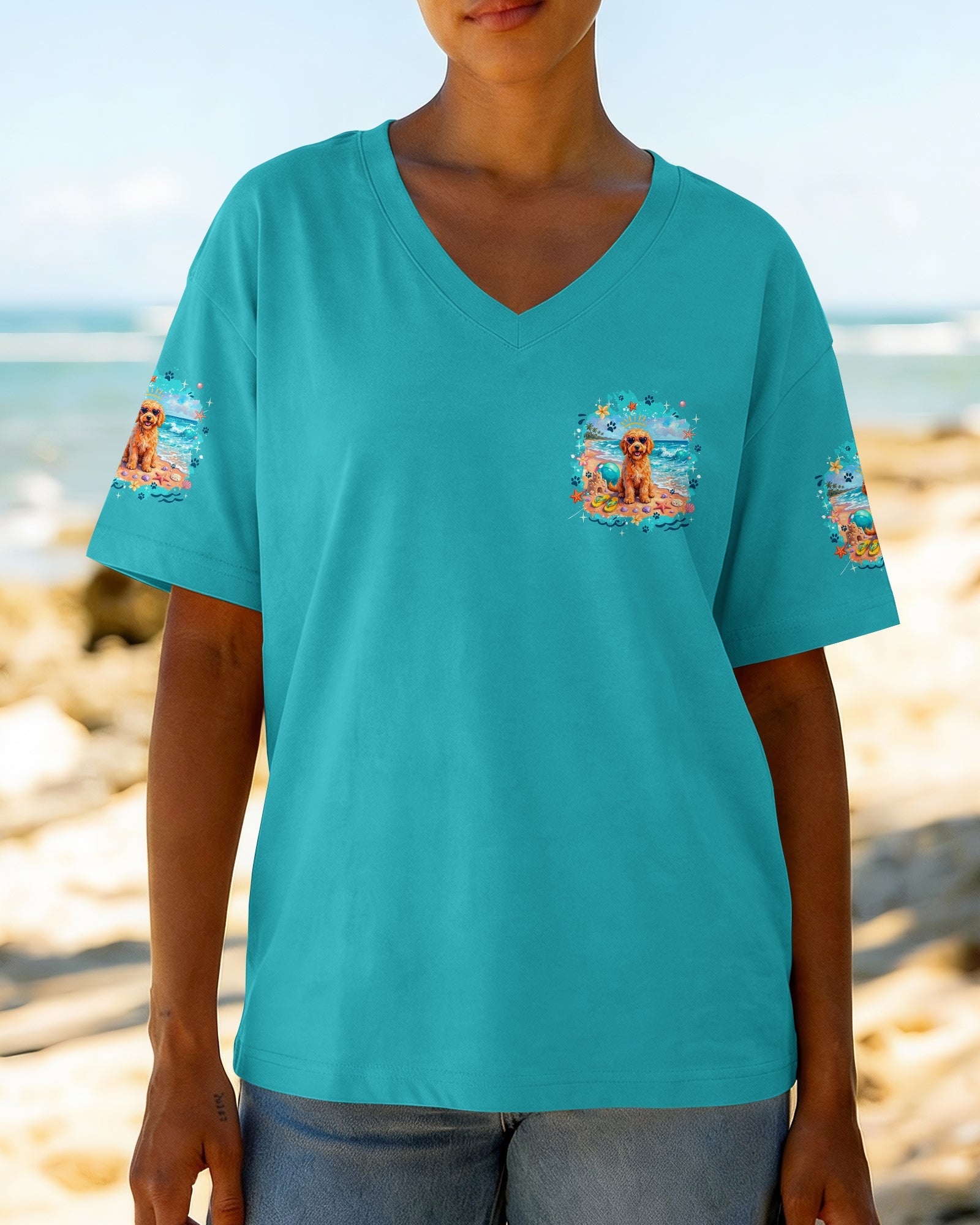 BEACH HAIR DON'T CARE GOLDEN DOODLE DOG ALL OVER PRINT - TYQY2005263