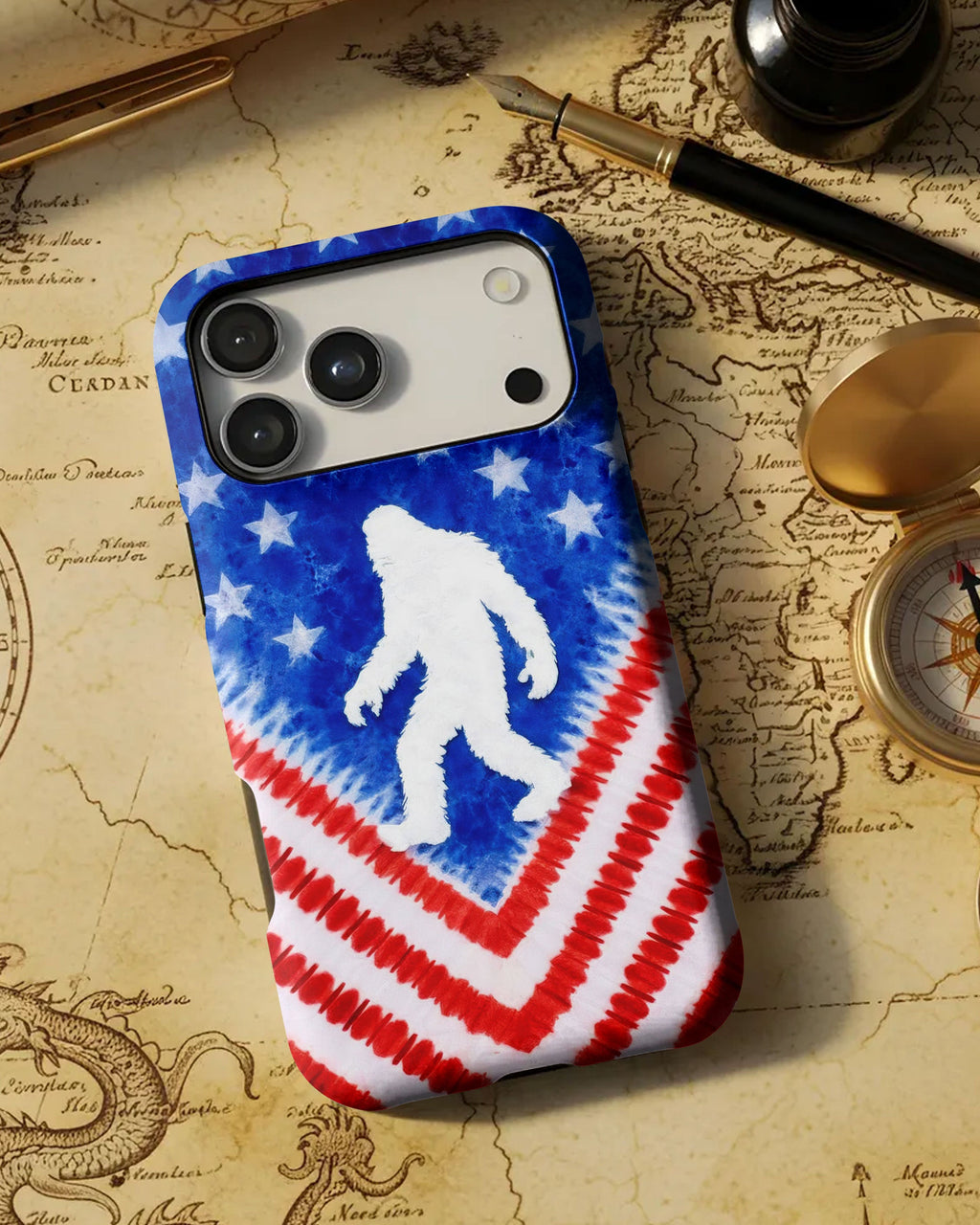 BIGFOOT FLAG RED WHITE & BLUE SWIRL PHONE CASE  - TLTW2105265