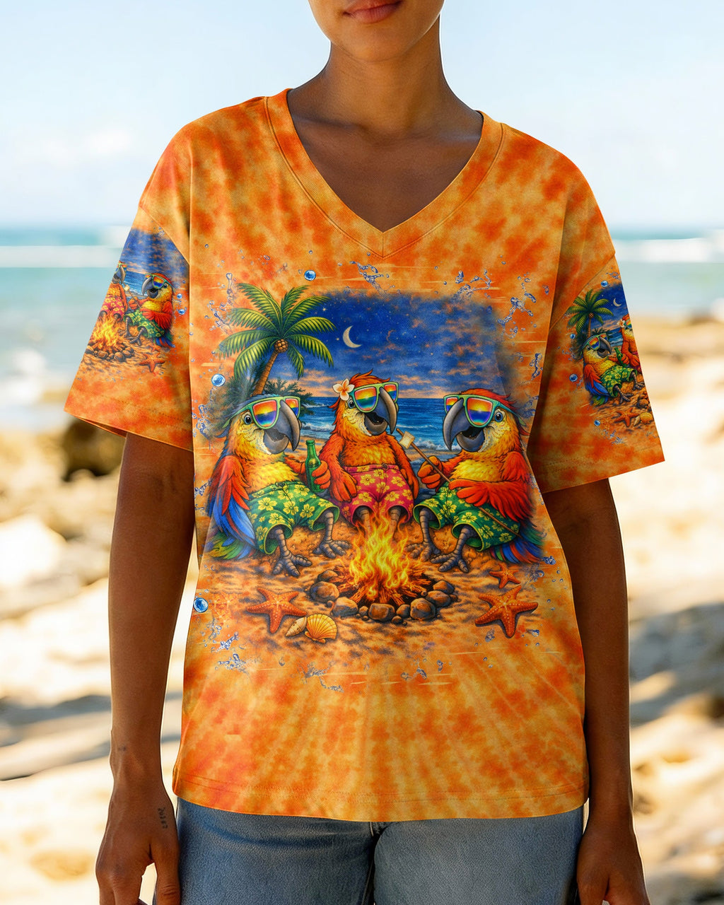 I'M ON ISLAND TIME PARROT SWIRL ALL OVER PRINT    - TLHN0705262