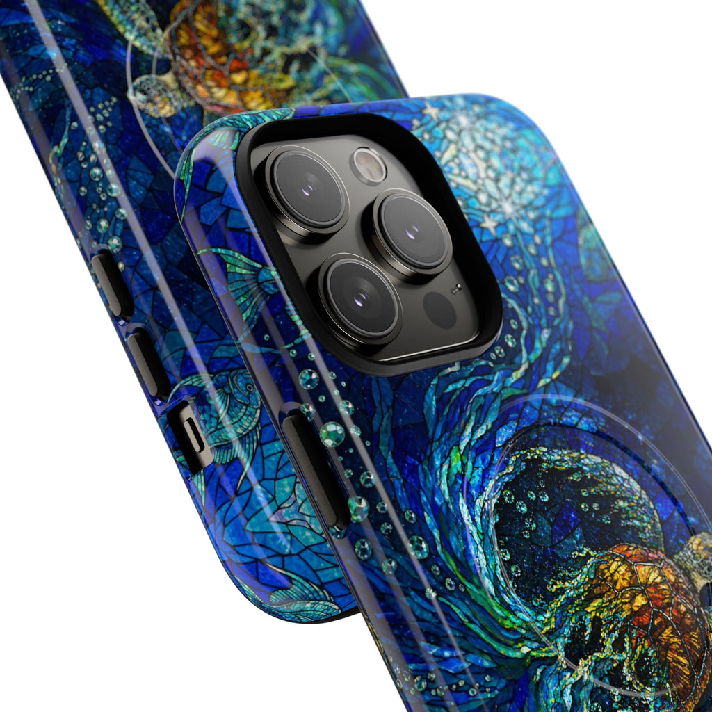SEA TURTLE OCEAN STAINED GLASS PATTERN MAGNETIC  PHONE CASE  - TLTW2804263