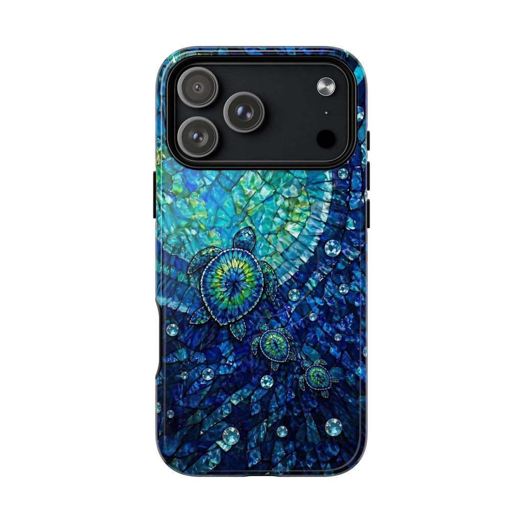 SEA TURTLE BLUE OCEAN STAINED GLASS PATTERN MAGNETIC PHONE CASE  - TLNO2904265