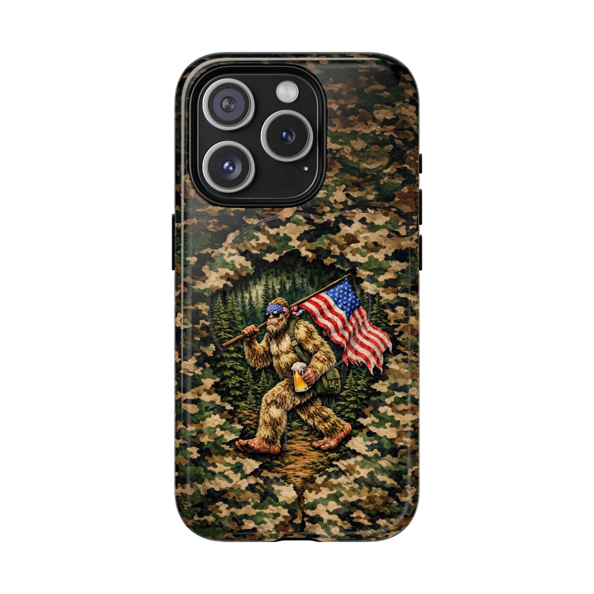 BIGFOOT WITH FLAG CAMOUFLAGE MAGNETIC PHONE CASE - TLNT2004261