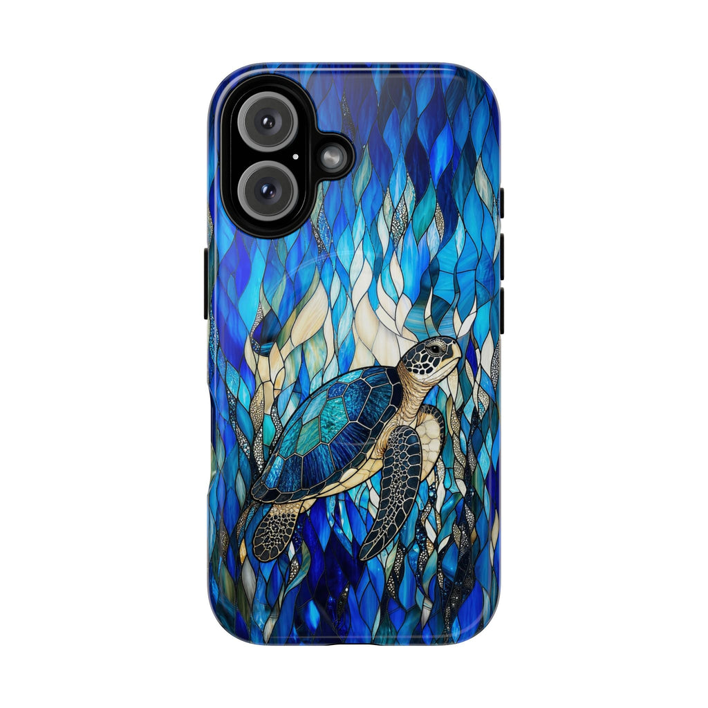 SEA TURTLE SWIMMING STAINED GLASS MAGNETIC PHONE CASE  - TLNT0505261