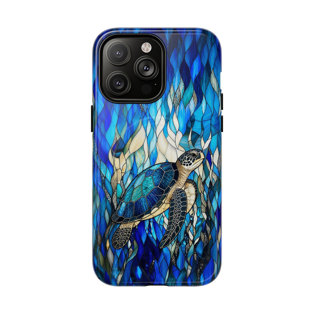 SEA TURTLE SWIMMING STAINED GLASS MAGNETIC PHONE CASE  - TLNT0505261