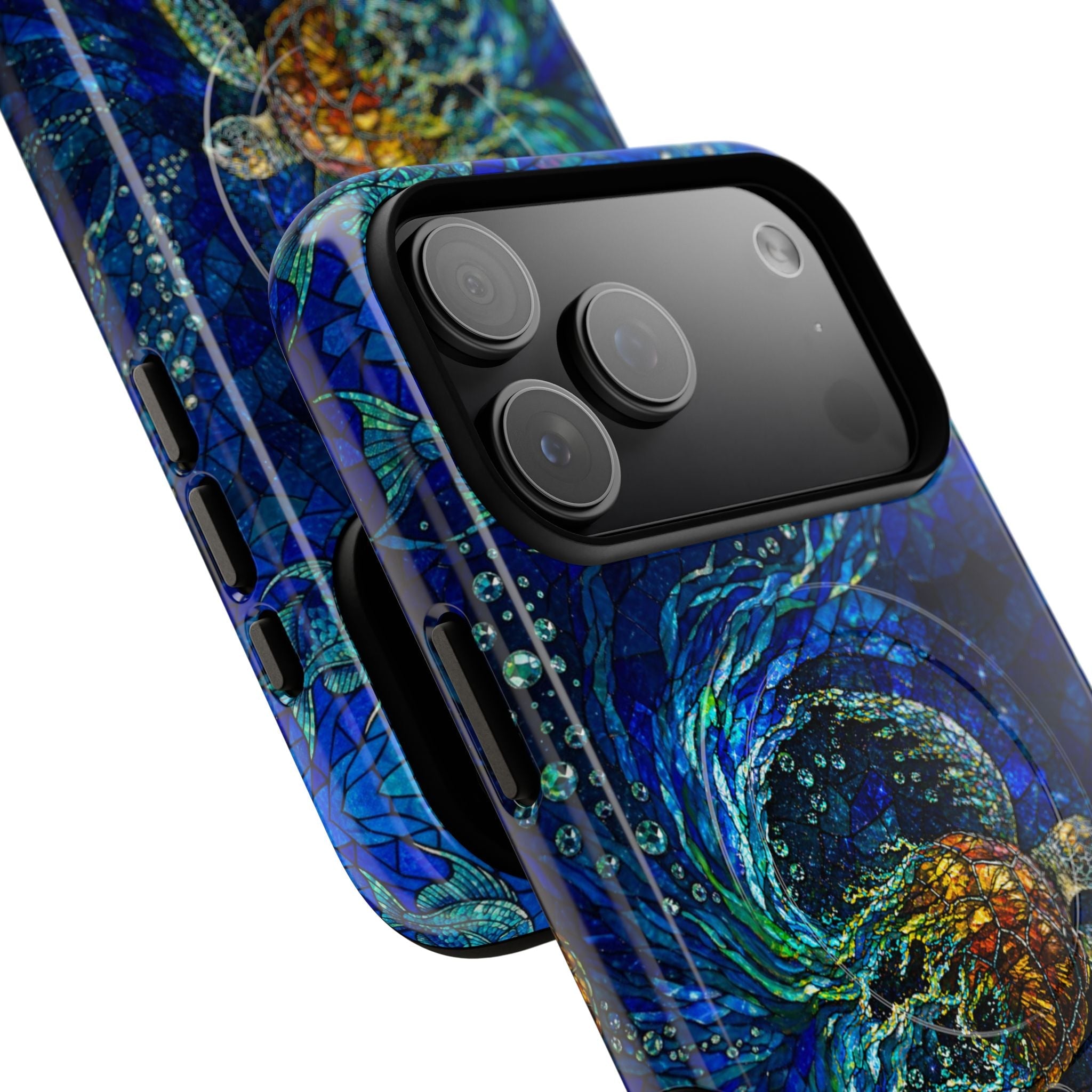 SEA TURTLE OCEAN STAINED GLASS PATTERN MAGNETIC  PHONE CASE  - TLTW2804263