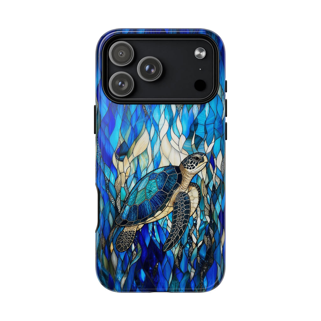 SEA TURTLE SWIMMING STAINED GLASS MAGNETIC PHONE CASE  - TLNT0505261