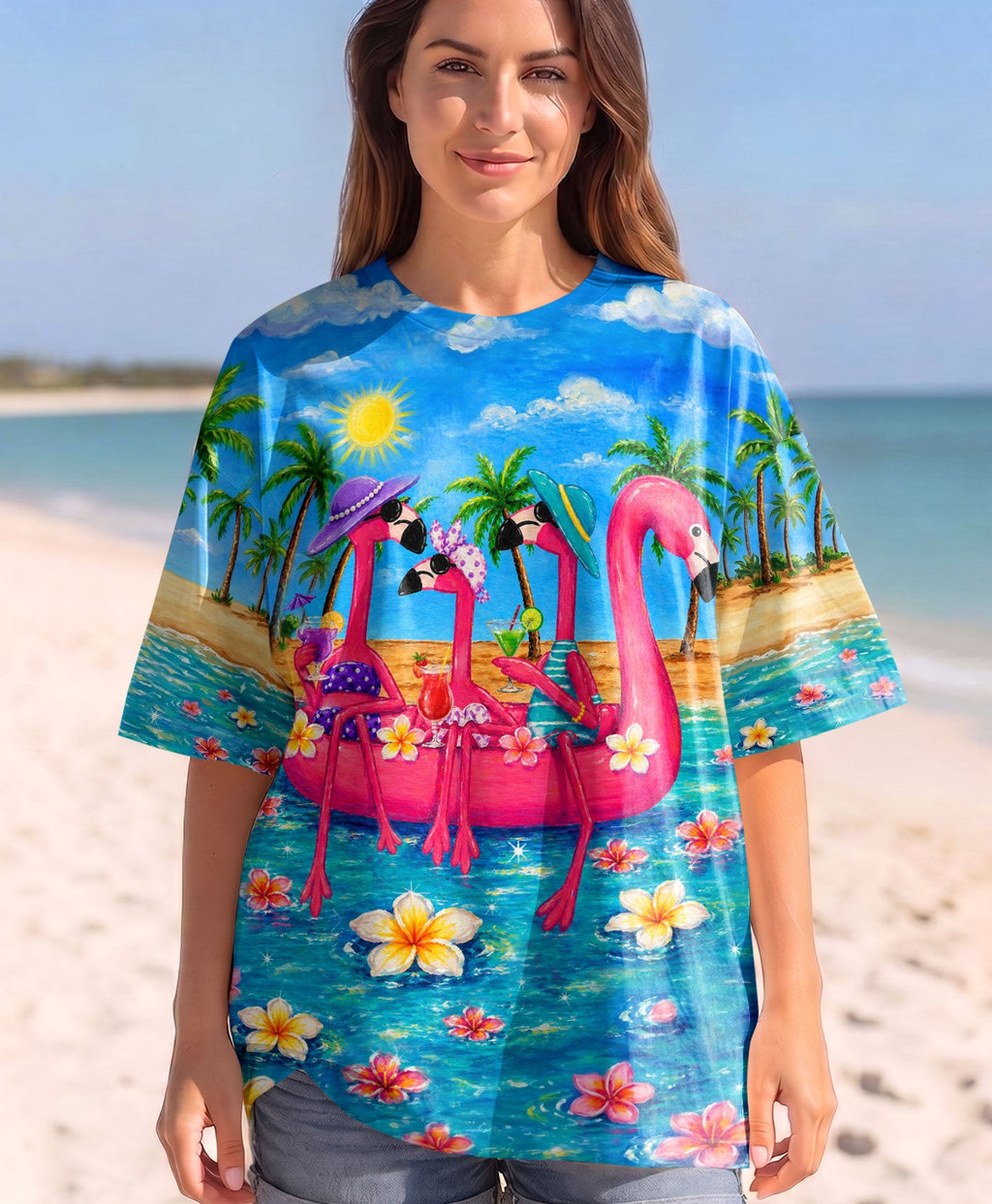 I WAS SIMPLY BORN TO DILLY DALLY FLAMINGO  ALL OVER PRINT - TLHN0805262