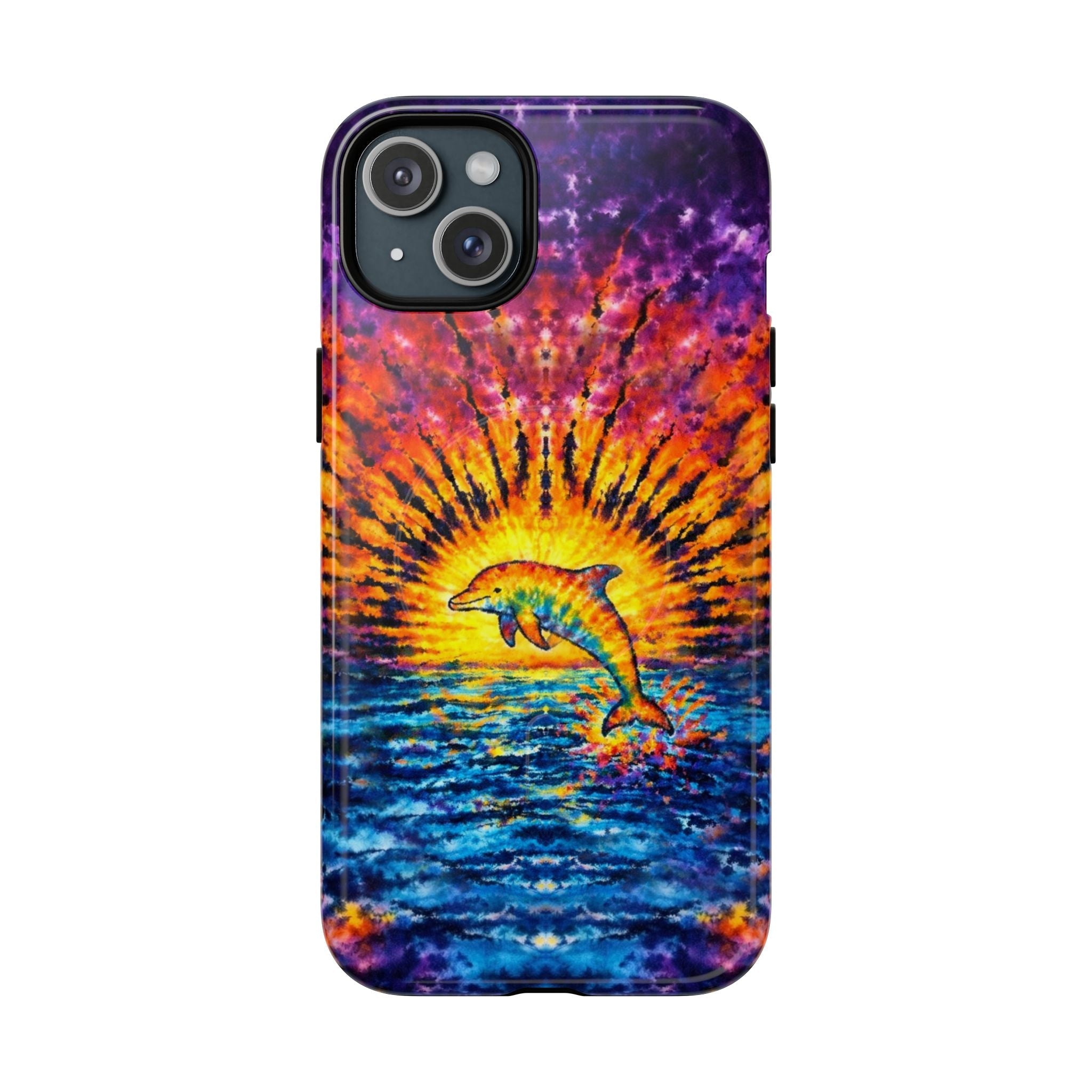 DOLPHIN SUNSET WATERCOLOR PATTERN MAGNETIC PHONE CASE  - TLHN2104264