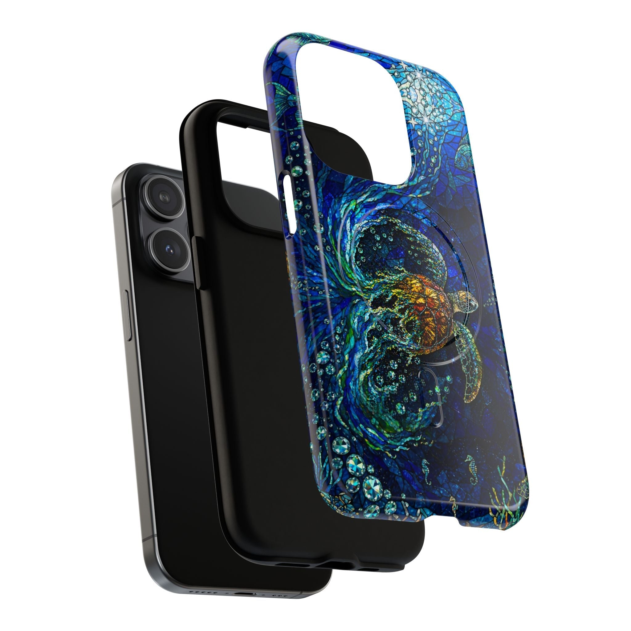 SEA TURTLE OCEAN STAINED GLASS PATTERN MAGNETIC  PHONE CASE  - TLTW2804263