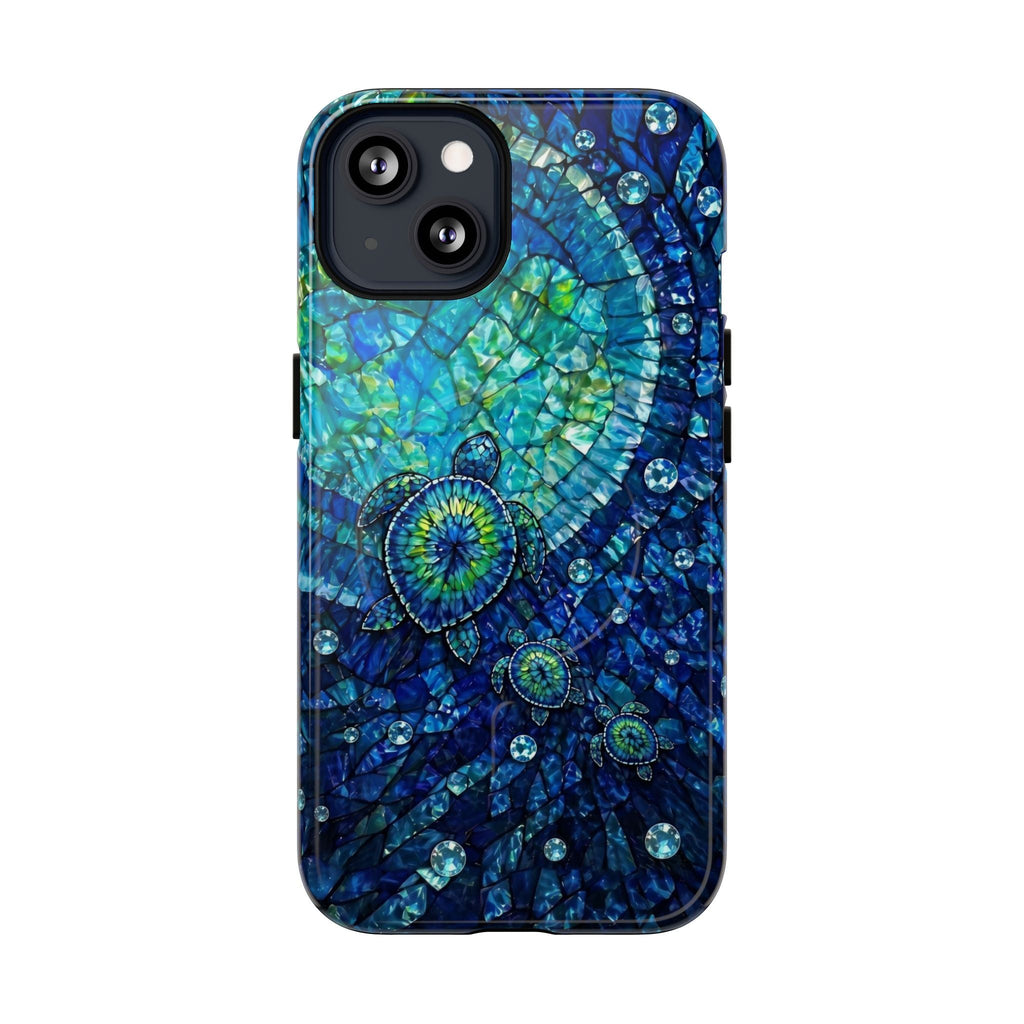 SEA TURTLE BLUE OCEAN STAINED GLASS PATTERN MAGNETIC PHONE CASE  - TLNO2904265