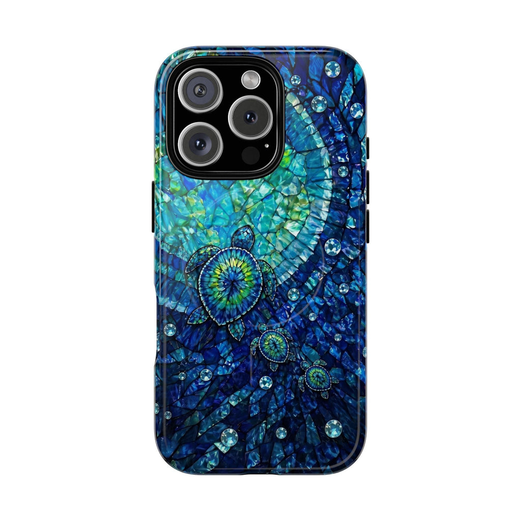 SEA TURTLE BLUE OCEAN STAINED GLASS PATTERN MAGNETIC PHONE CASE  - TLNO2904265