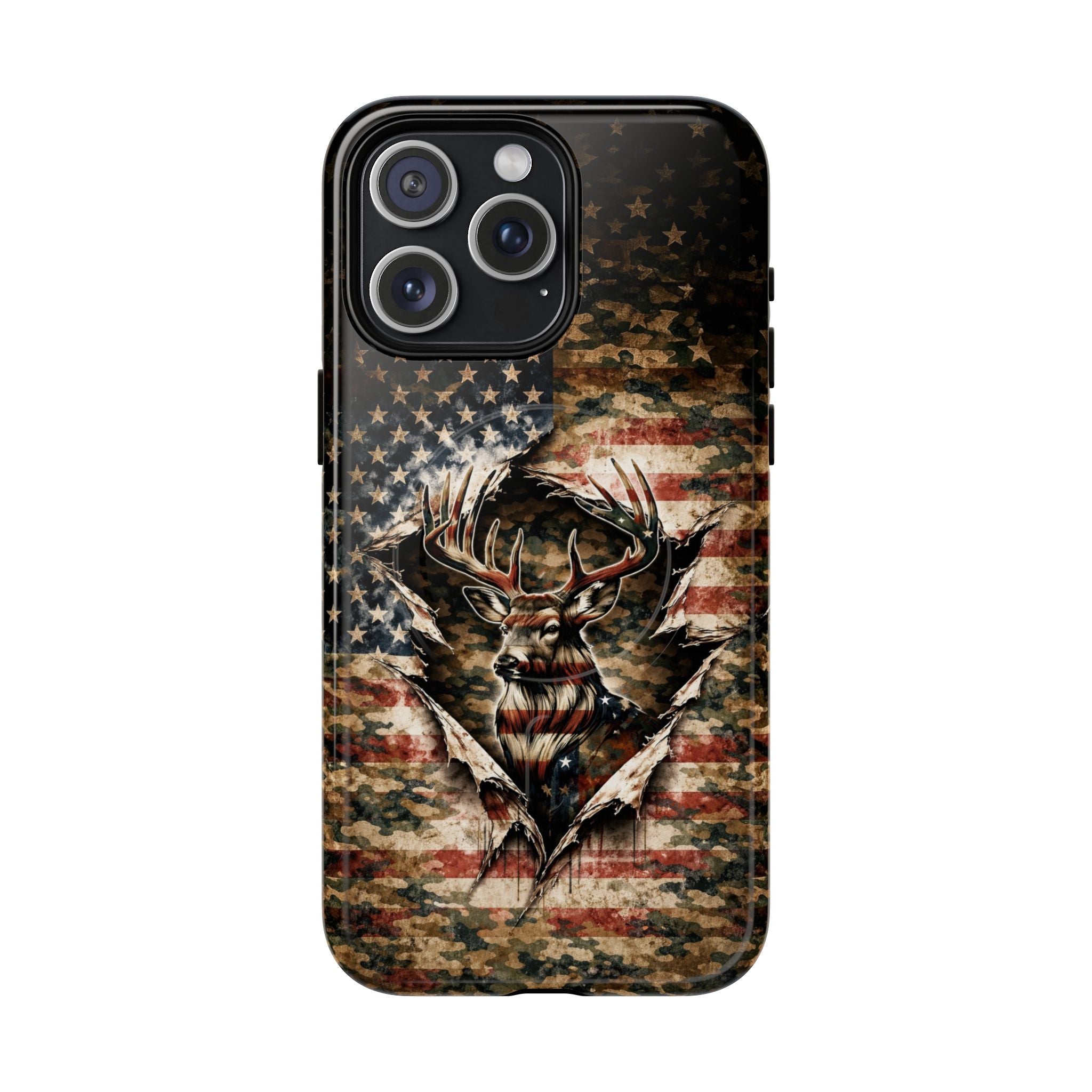 GRUNGE STARS AND STRIPES DEER HUNTING MAGNETIC  PHONE CASE  - TLNT0605262