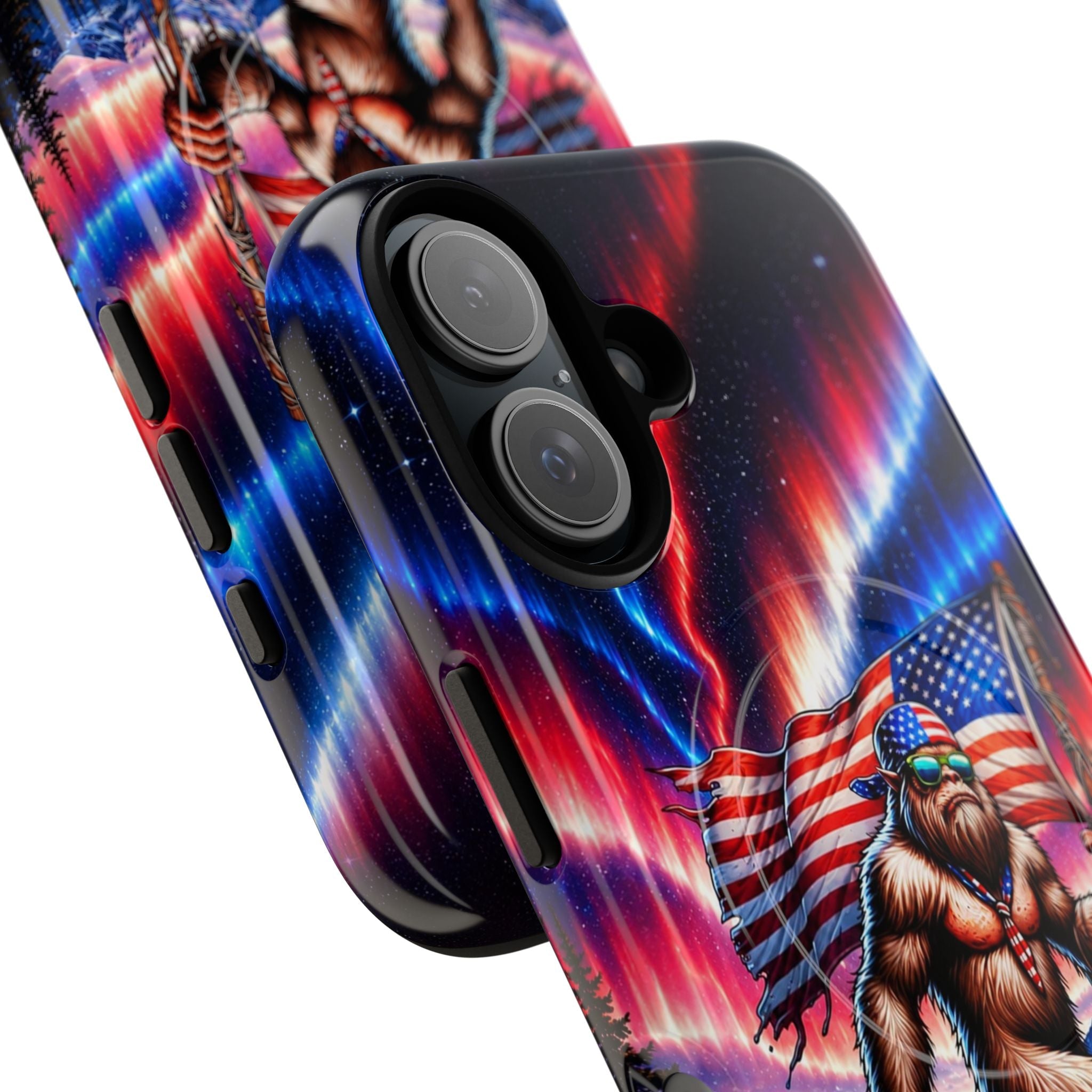 BIGFOOT UNDER RED WHITE & BLUE AURORA MAGNETIC PHONE CASE   - TLHN0306264