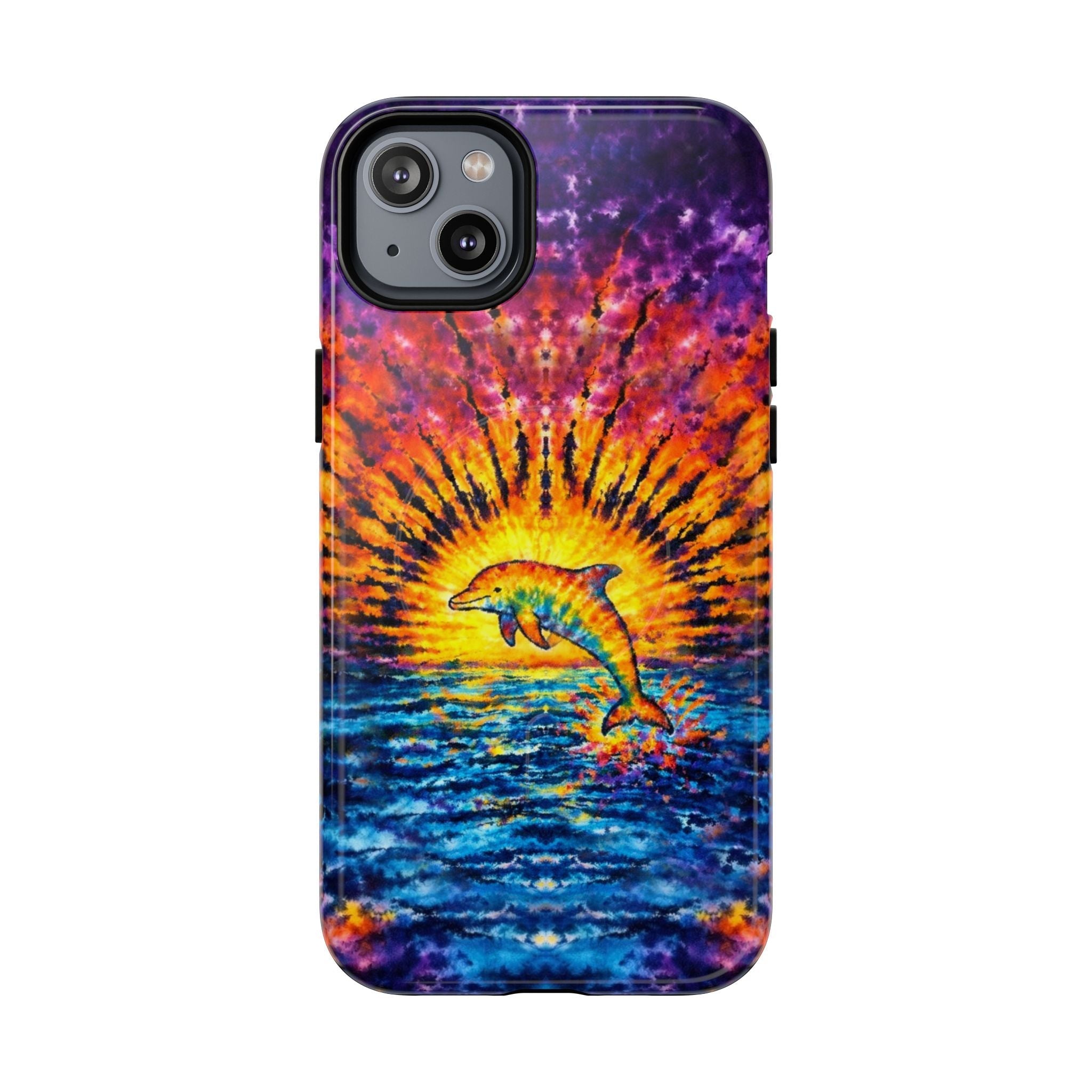 DOLPHIN SUNSET WATERCOLOR PATTERN MAGNETIC PHONE CASE  - TLHN2104264