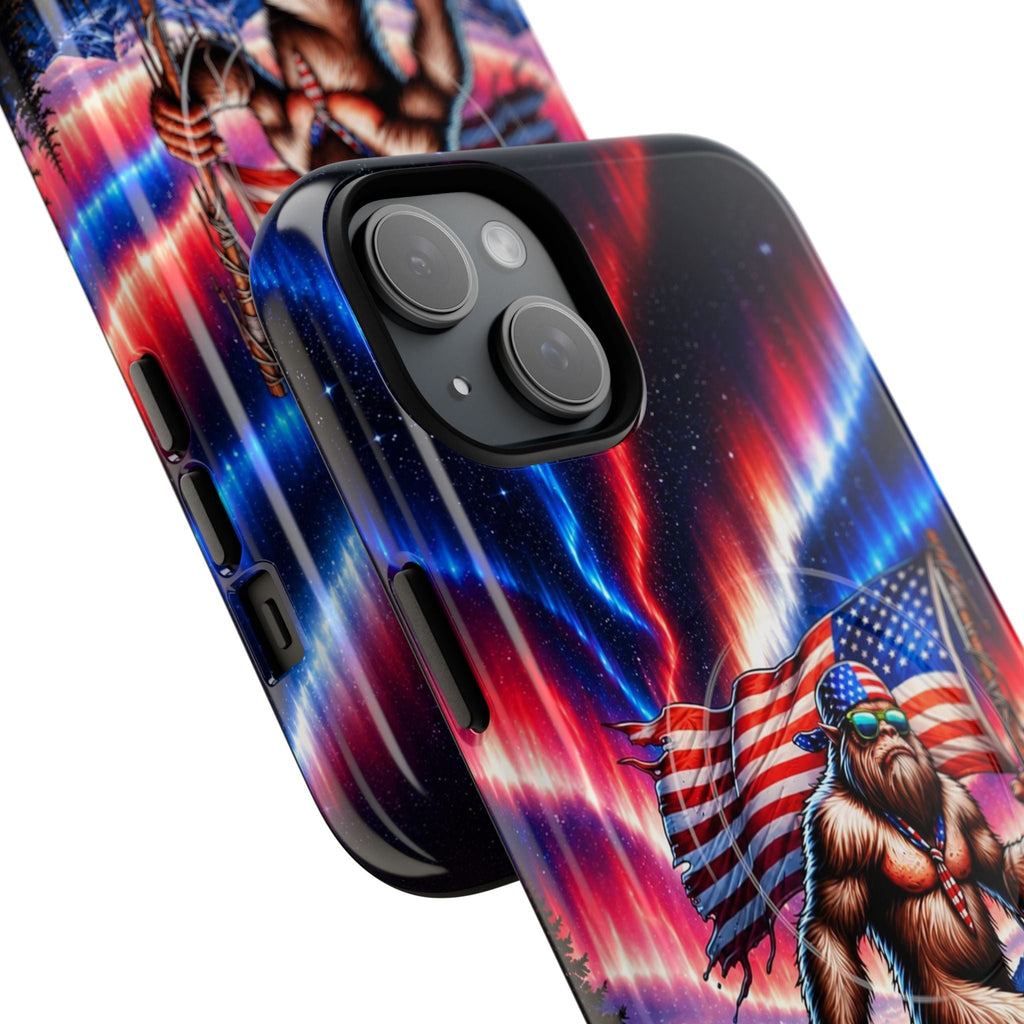BIGFOOT UNDER RED WHITE & BLUE AURORA MAGNETIC PHONE CASE   - TLHN0306264