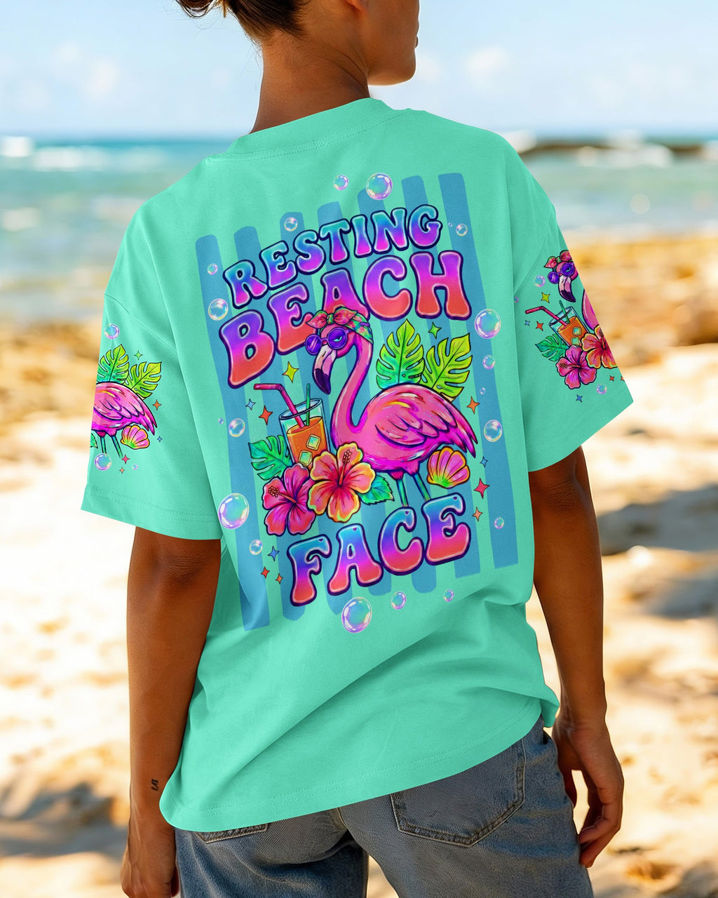 RESTING BEACH FACE FLAMINGO ALL OVER PRINT - TLTW1806264