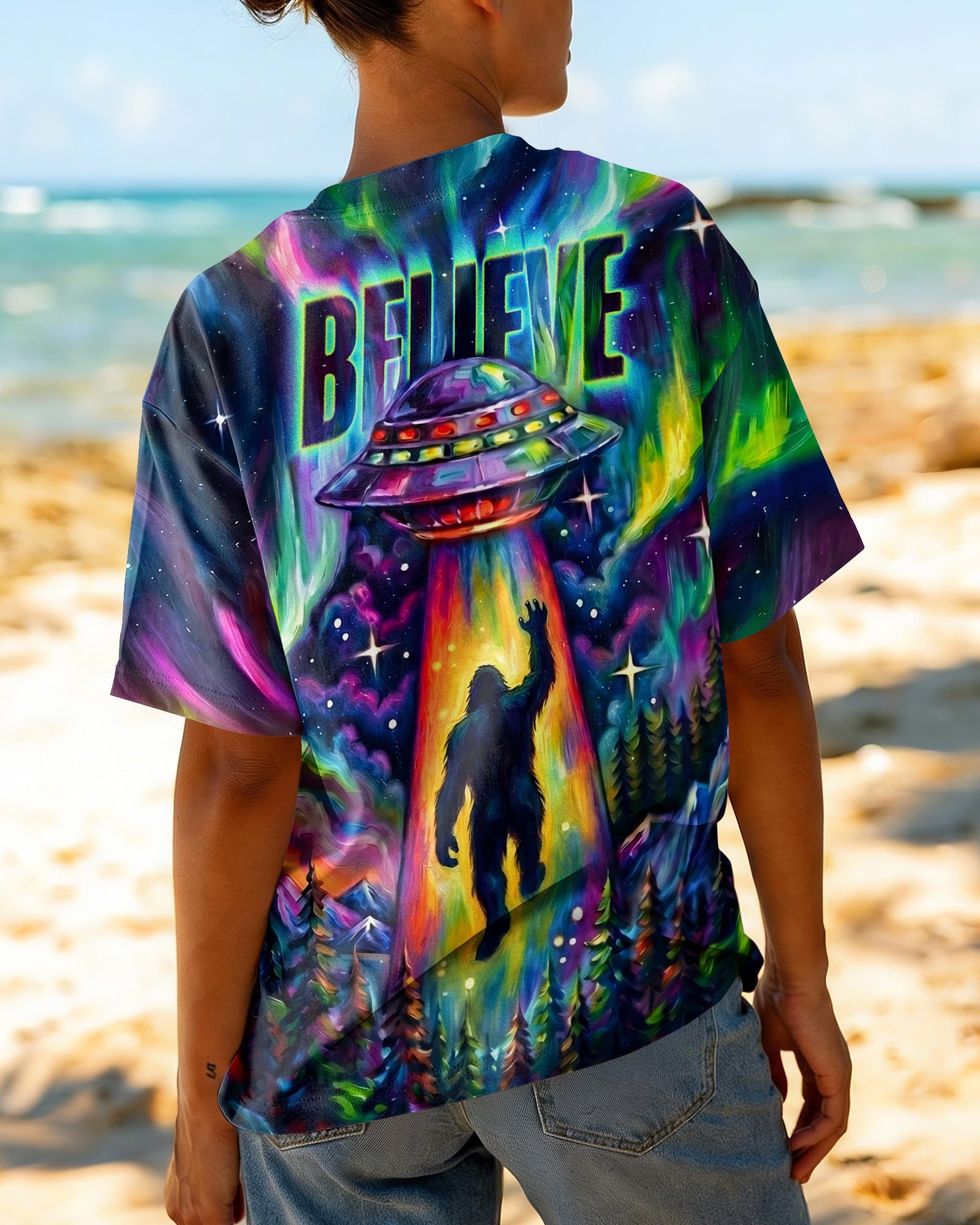BELIEVE BIGFOOT UFO ABDUCTION ALL OVER PRINT - RI1305261
